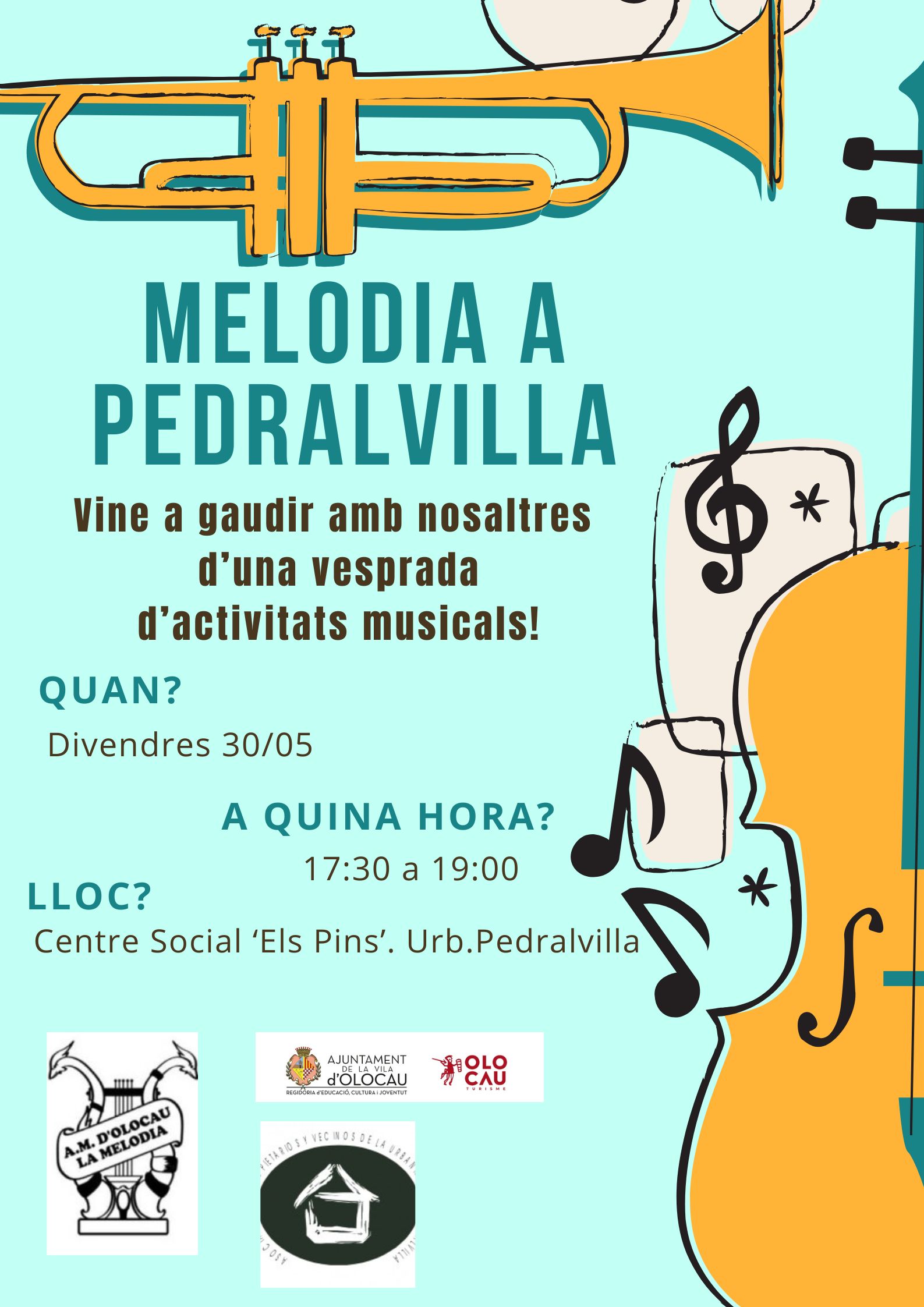 Cartel tarde de actividades musicales &lsquo;Melodia a Pedralvilla&rsquo; Olocau