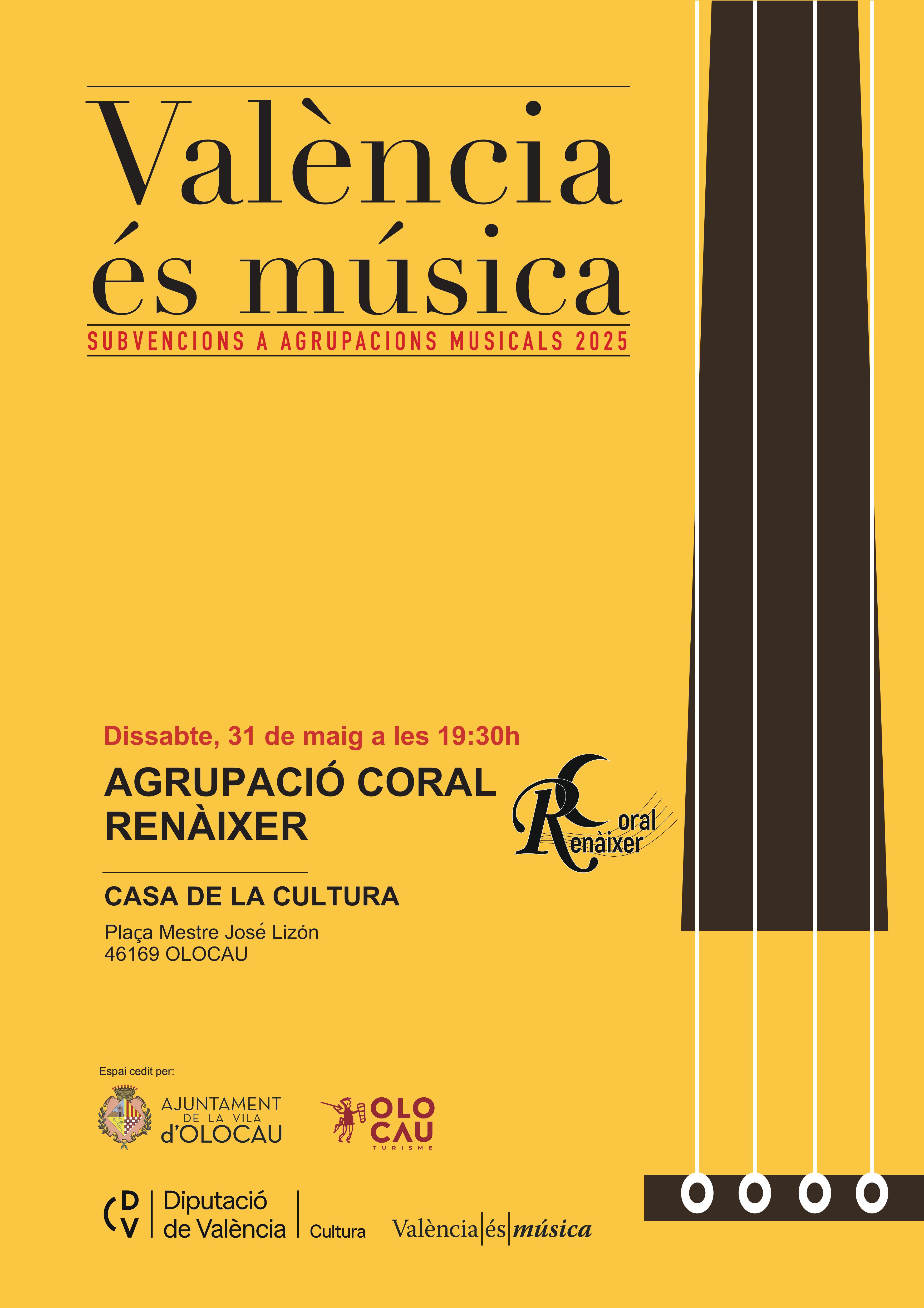 Cartel concierto Agrupaci&oacute; Coral Ren&agrave;ixer Vilamarxant Olocau