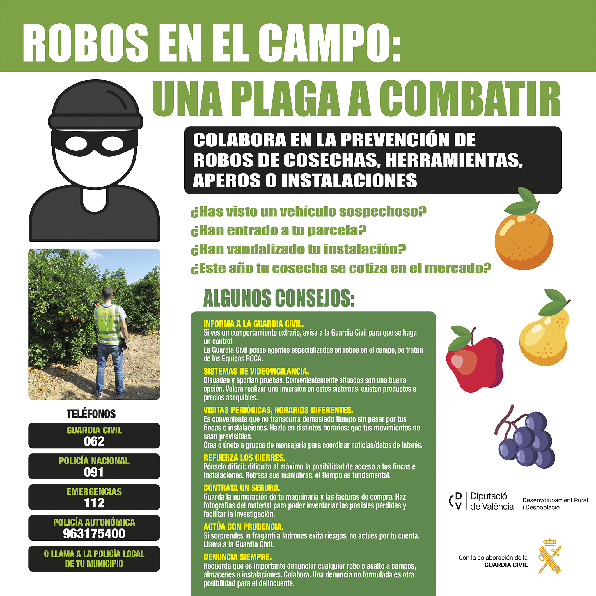 Campaña informativa de prevención de robos en el campo