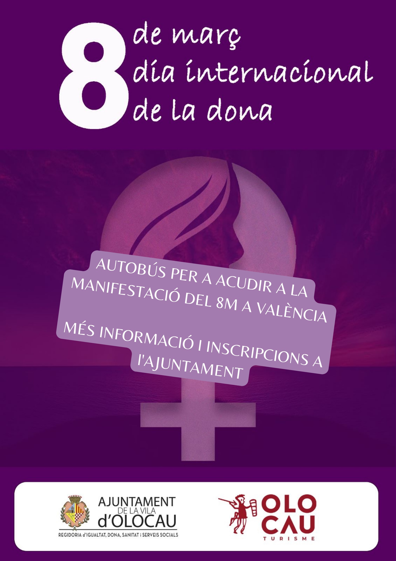 Cartel autob&uacute;s manifestaci&oacute;n 8M Olocau