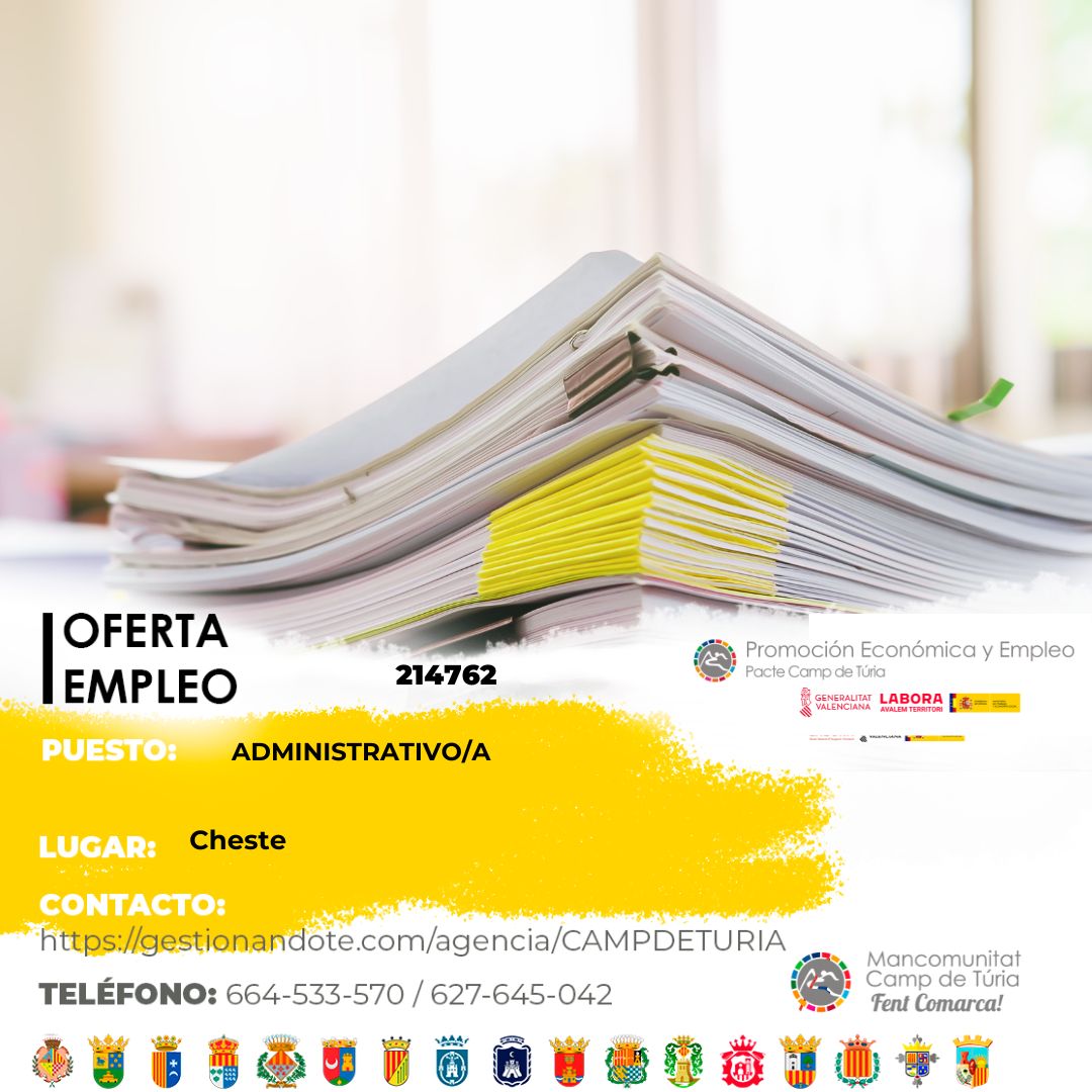 Oferta de empleo - Administrativo-a en Cheste
