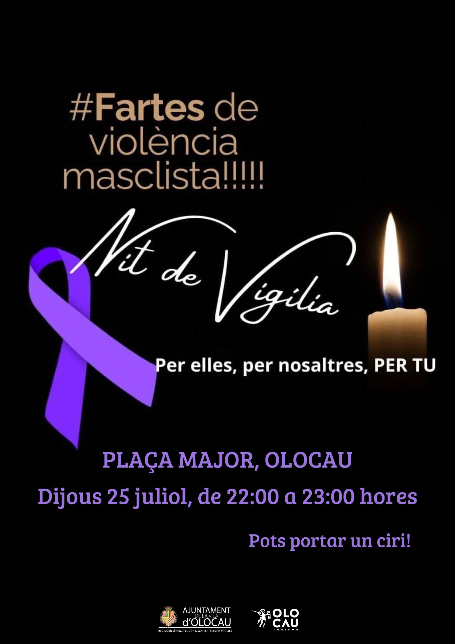 Cartel Noche de Vigilia contra la violencia machista Olocau