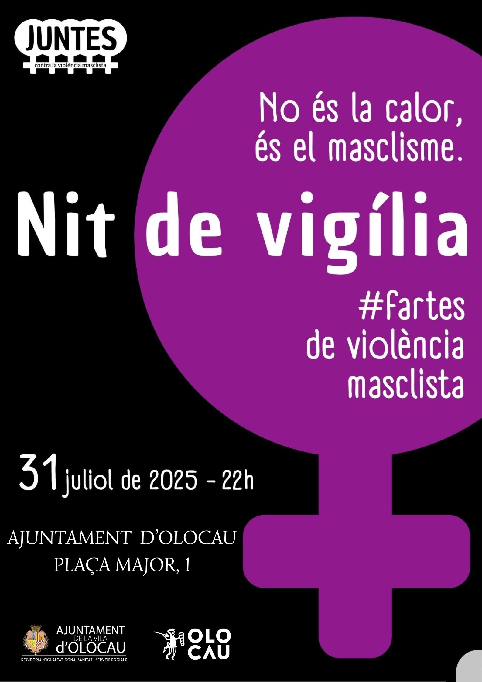 Cartel Noche de vigilia contra la violencia machista Olocau