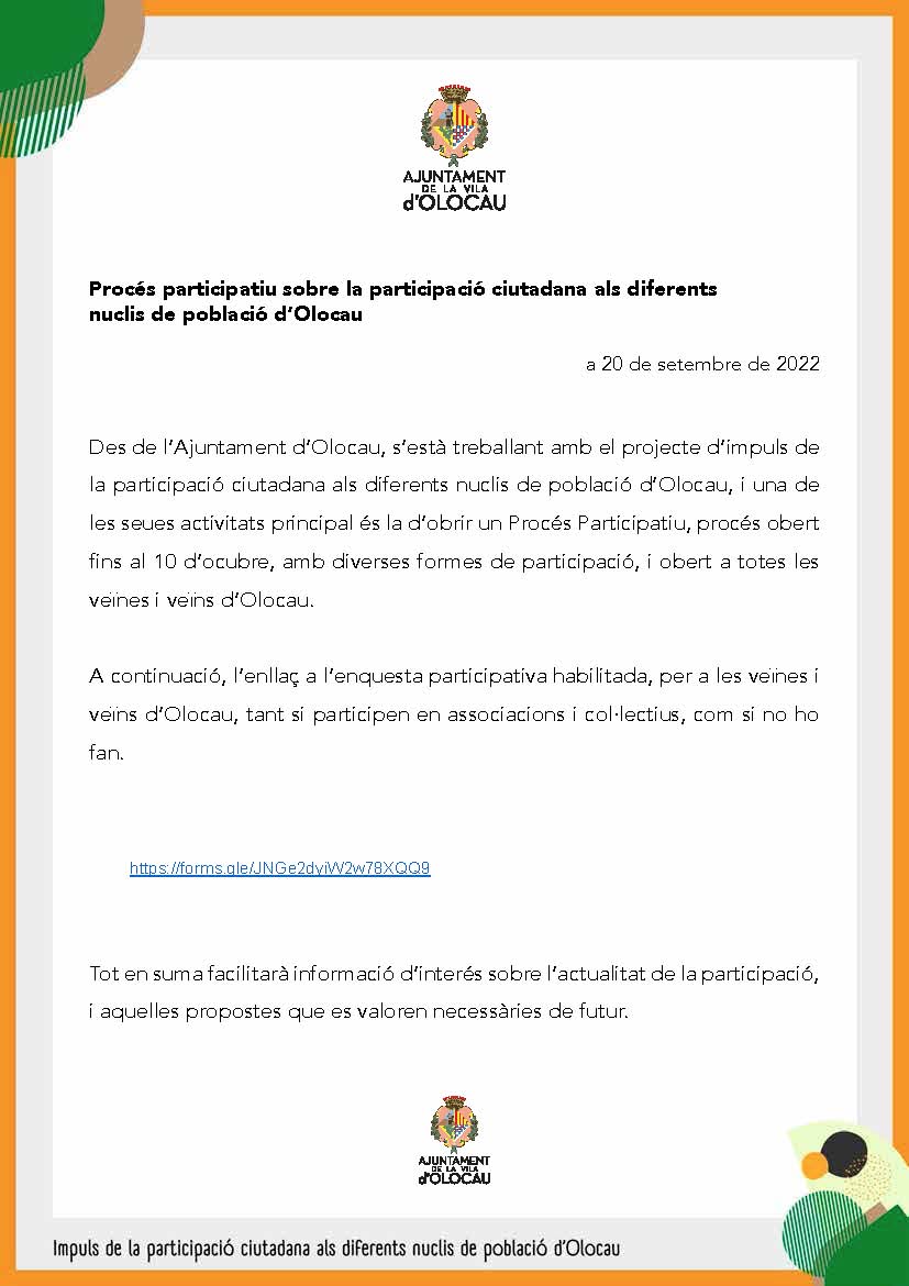 Carta inicio Proceso Participativo Olocau