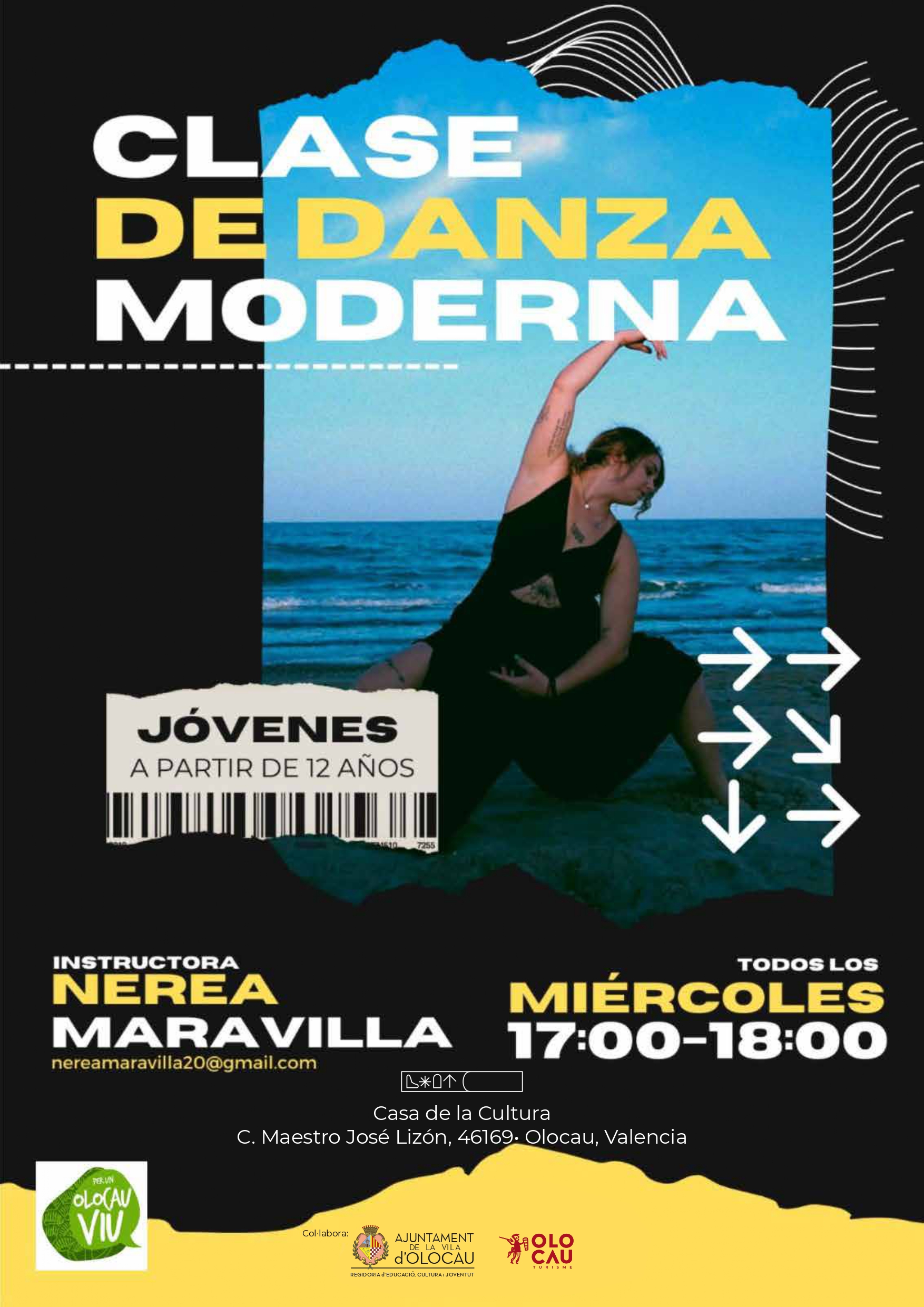 Cartel Clases de danza moderna con Nerea Maravilla Olocau