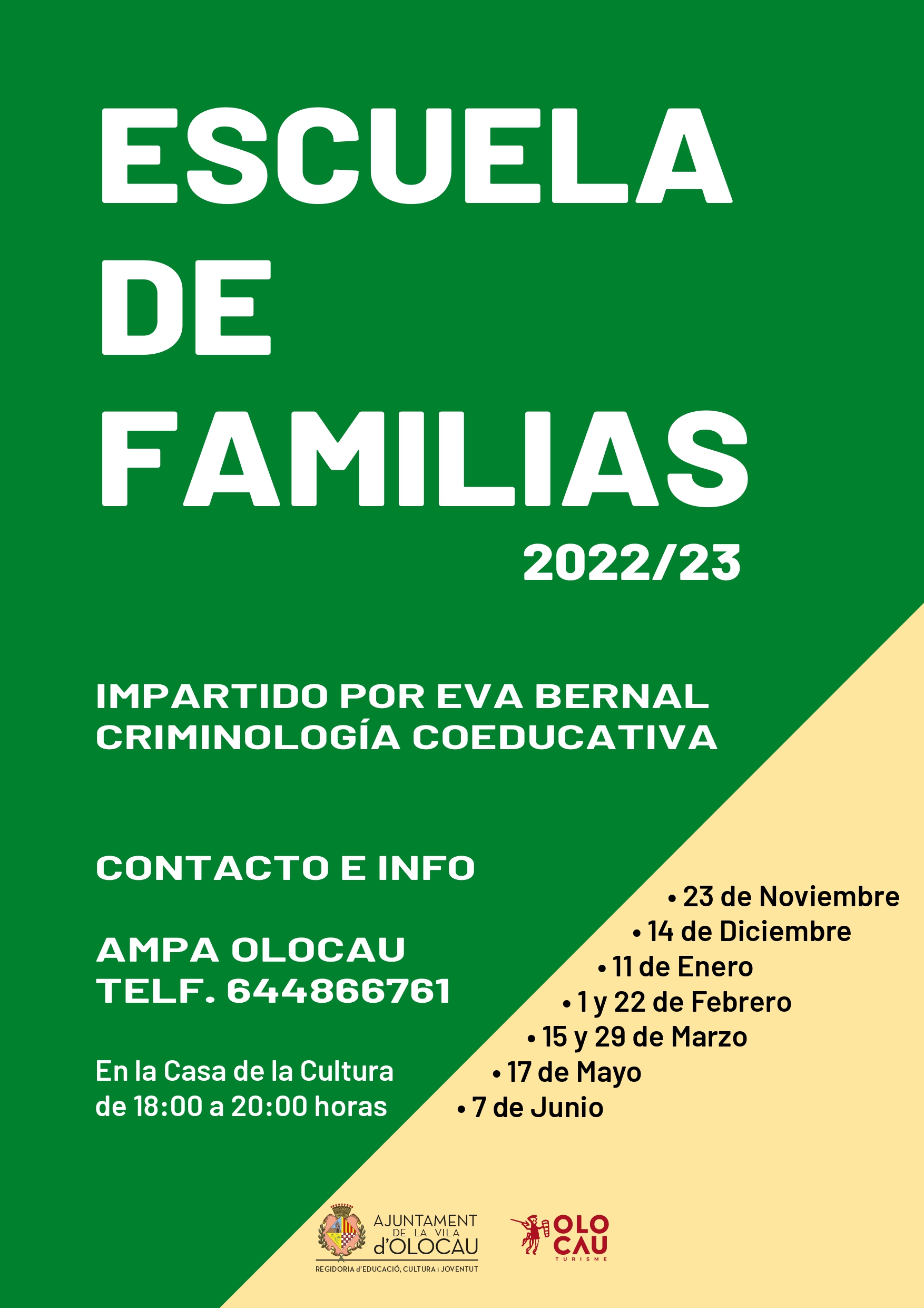 Cartel Escuela de Familias Olocau