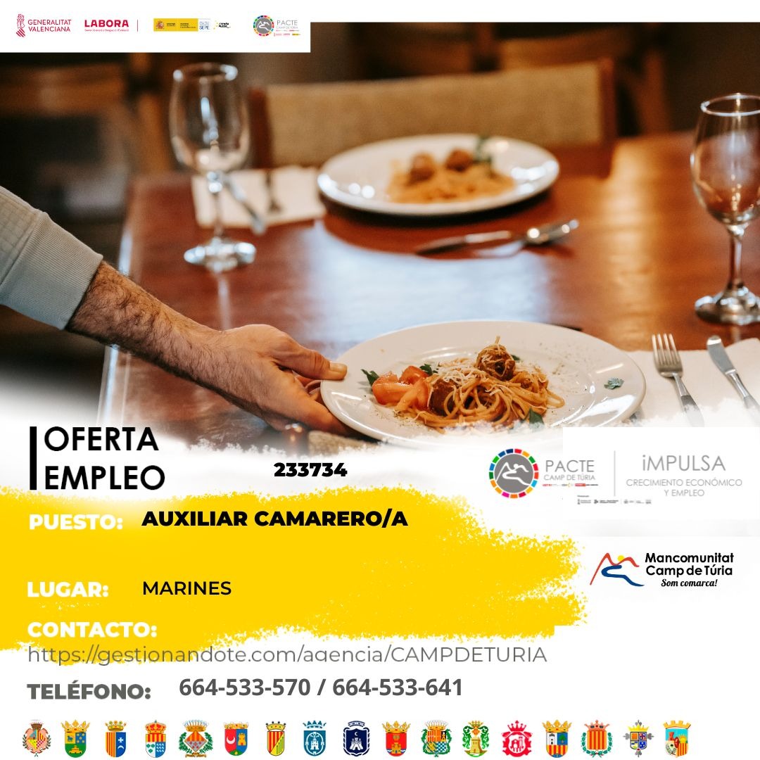Oferta de empleo -  Auxiliar camarero-a en Marines