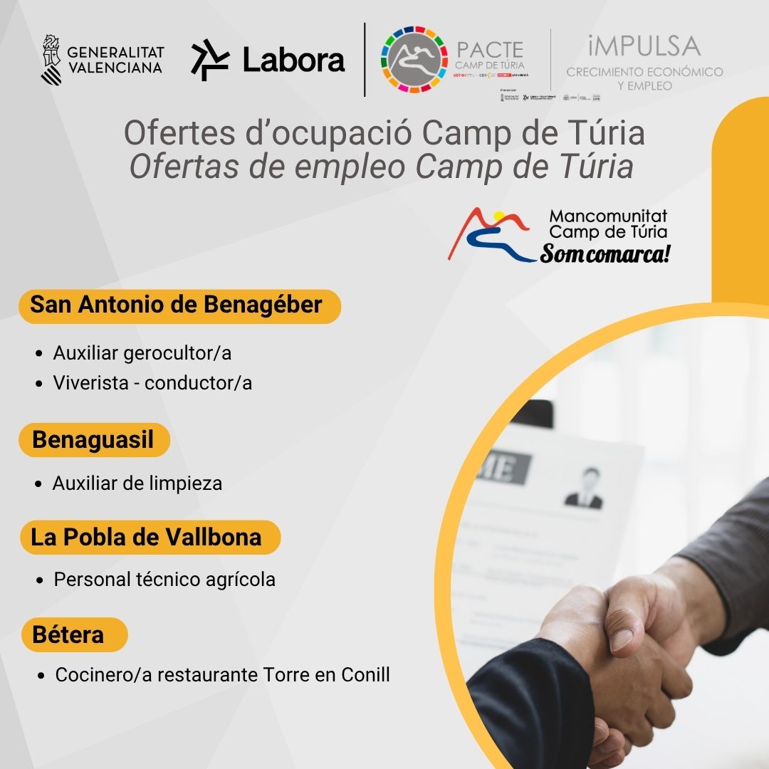 Ofertes d'ocupaci&oacute; publicades per la Mancomunitat Camp de T&uacute;ria