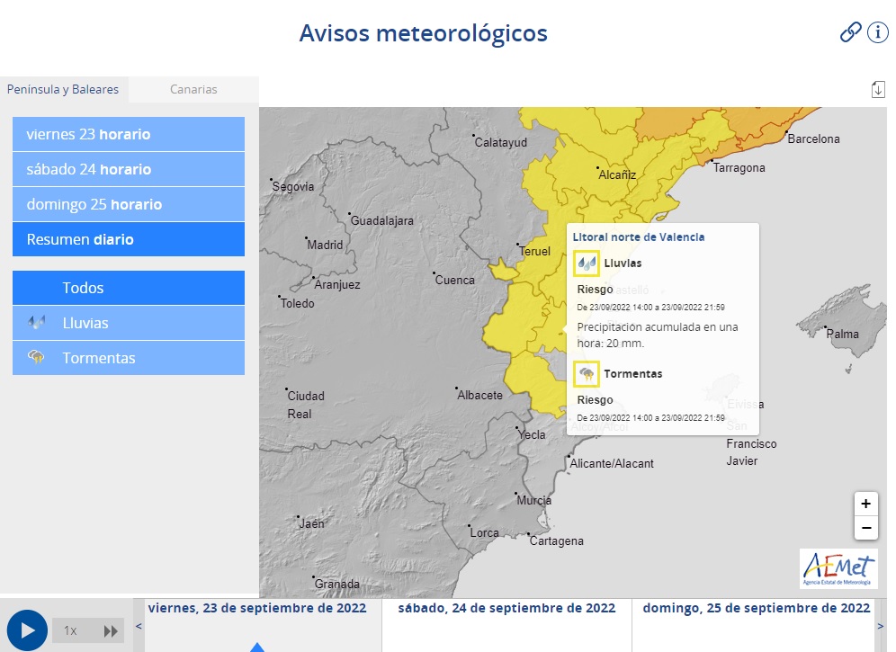 AEMET viernes 23 de septiembre