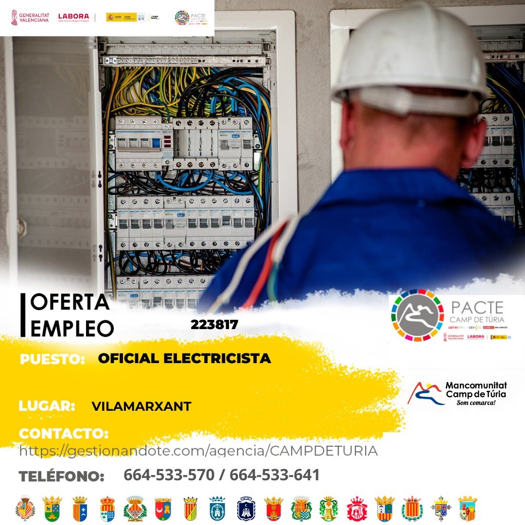 Oferta de empleo - Oficial electricista en Vilamarxant