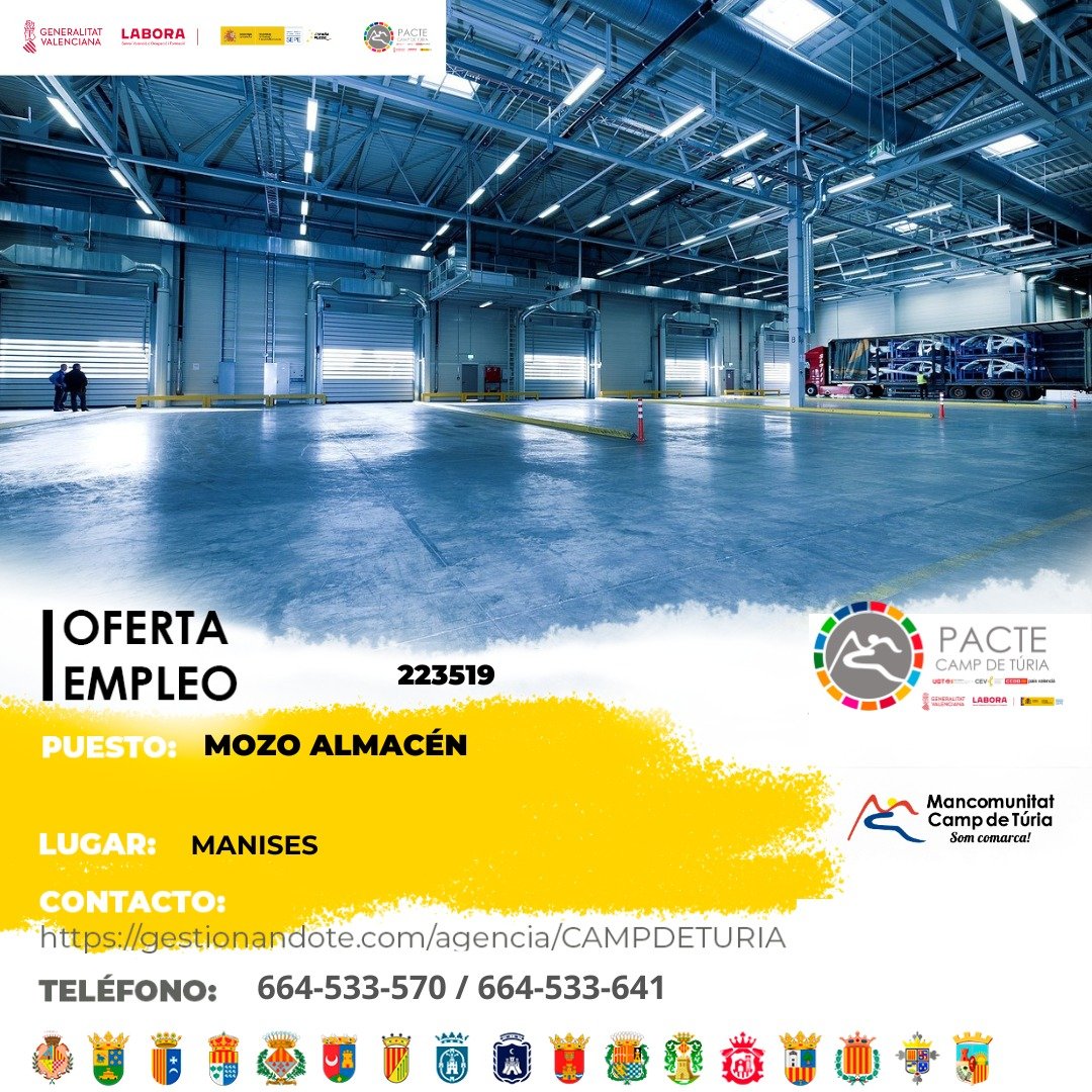Oferta de empleo - Mozo almacén en Manises