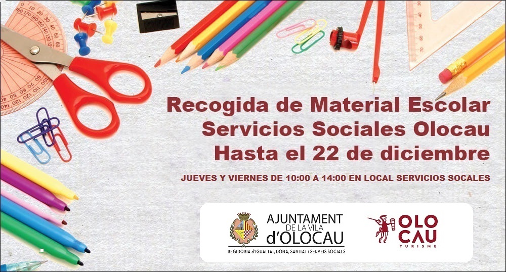 Cartel Campa&ntilde;a recogida material escolar Olocau