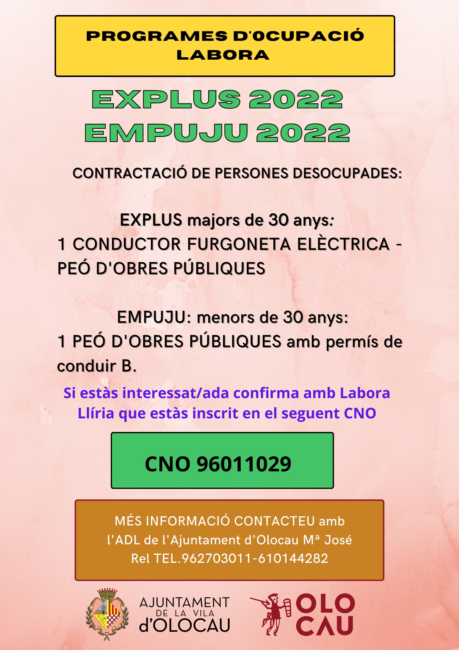 Cartel programas EXPLUS - EMPUJU 2022 Olocau