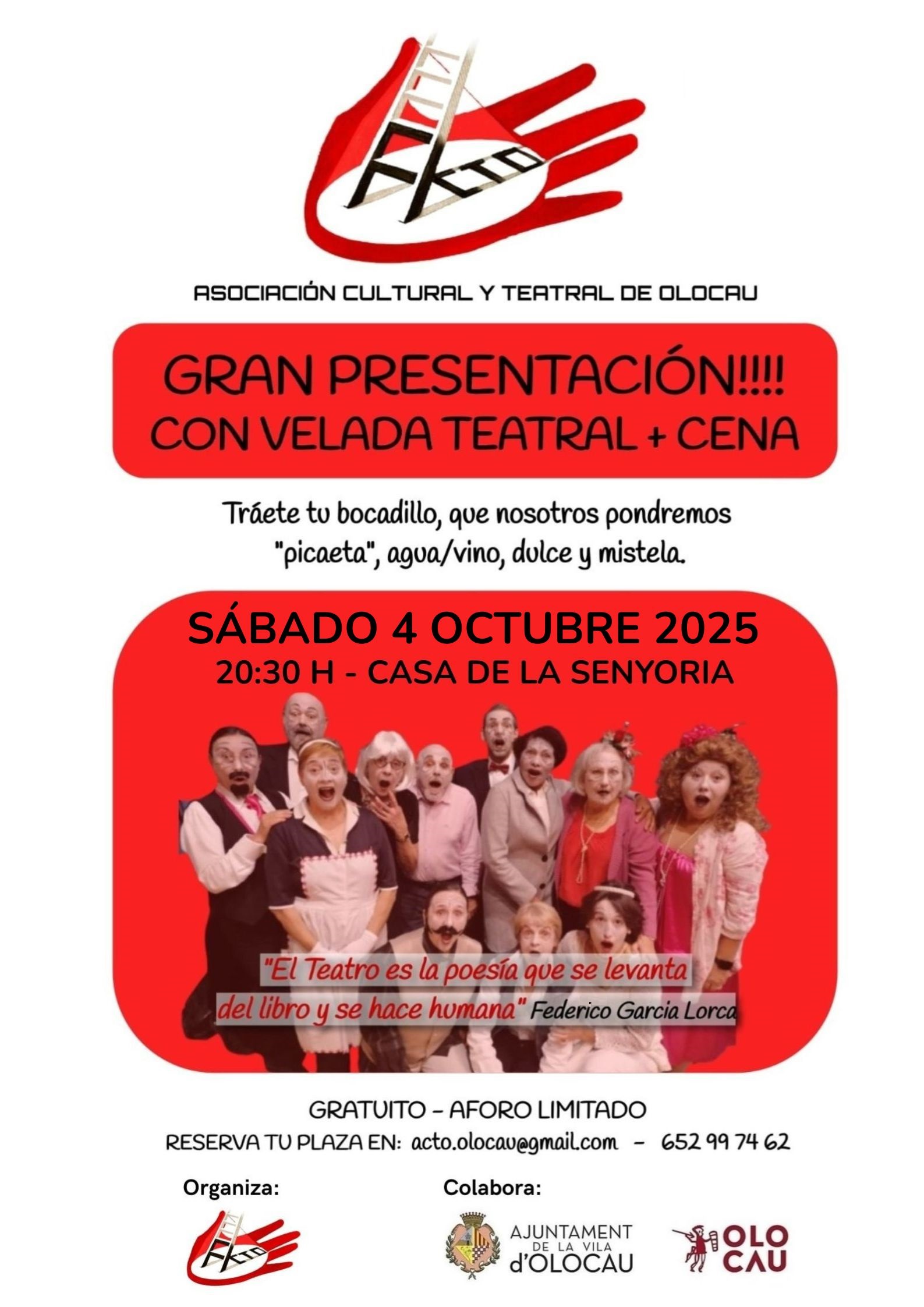 Cartel presentaci&oacute;n ACTO Olocau