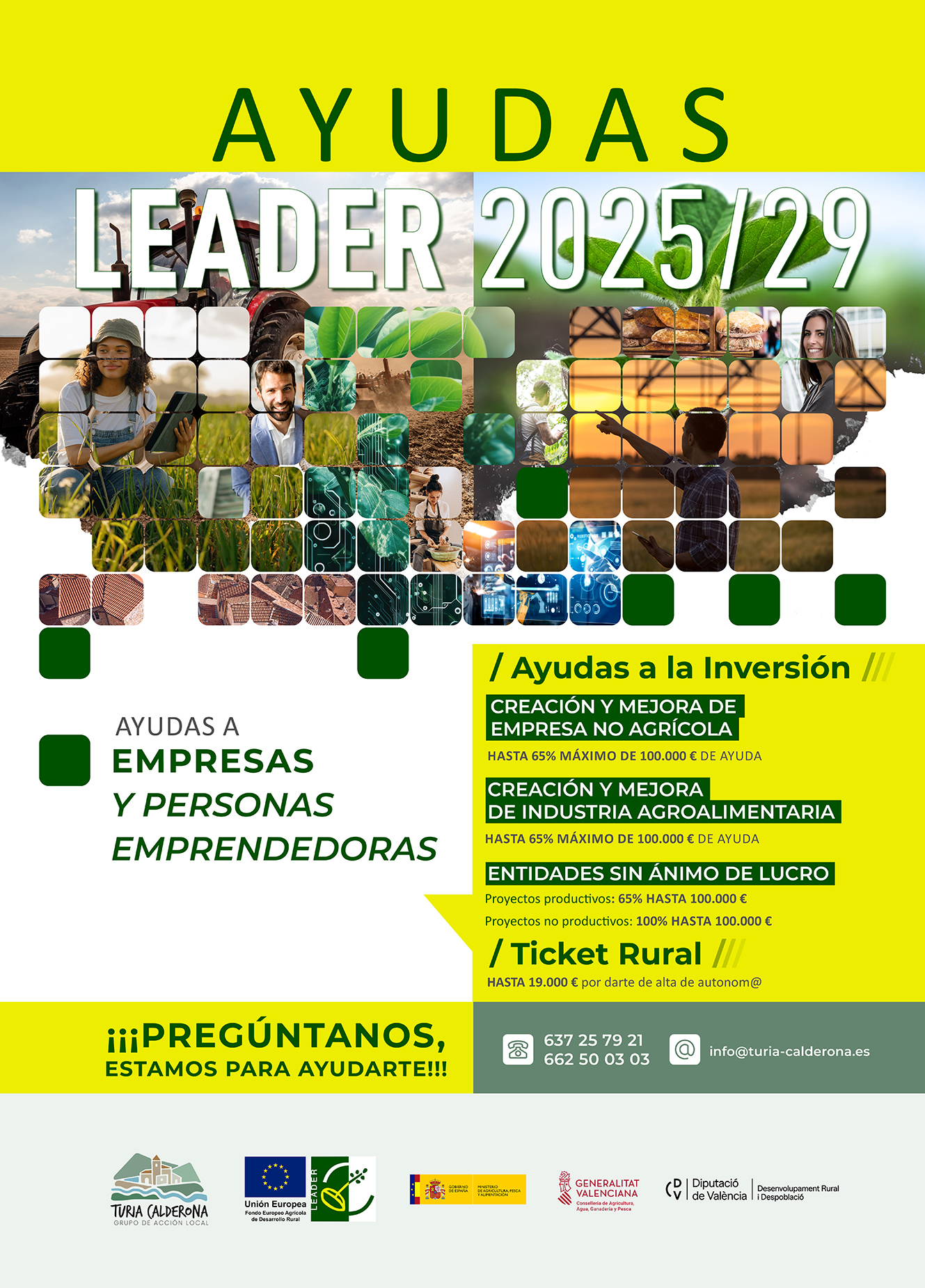 Cartel GAL Turia-Calderona ayudas LEADER 2025-29