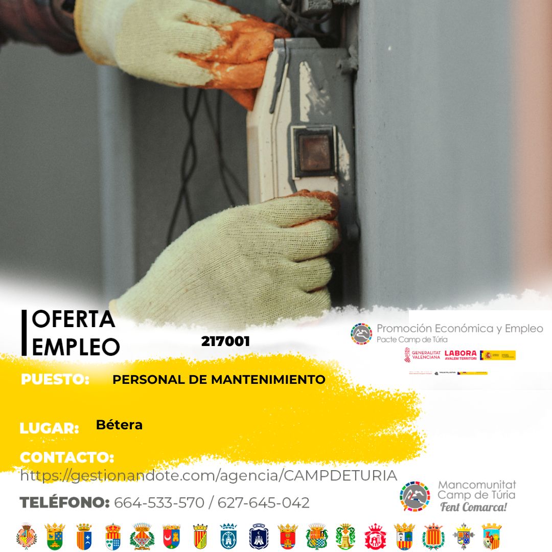 Oferta de empleo - Personal de mantenimiento en B&eacute;tera