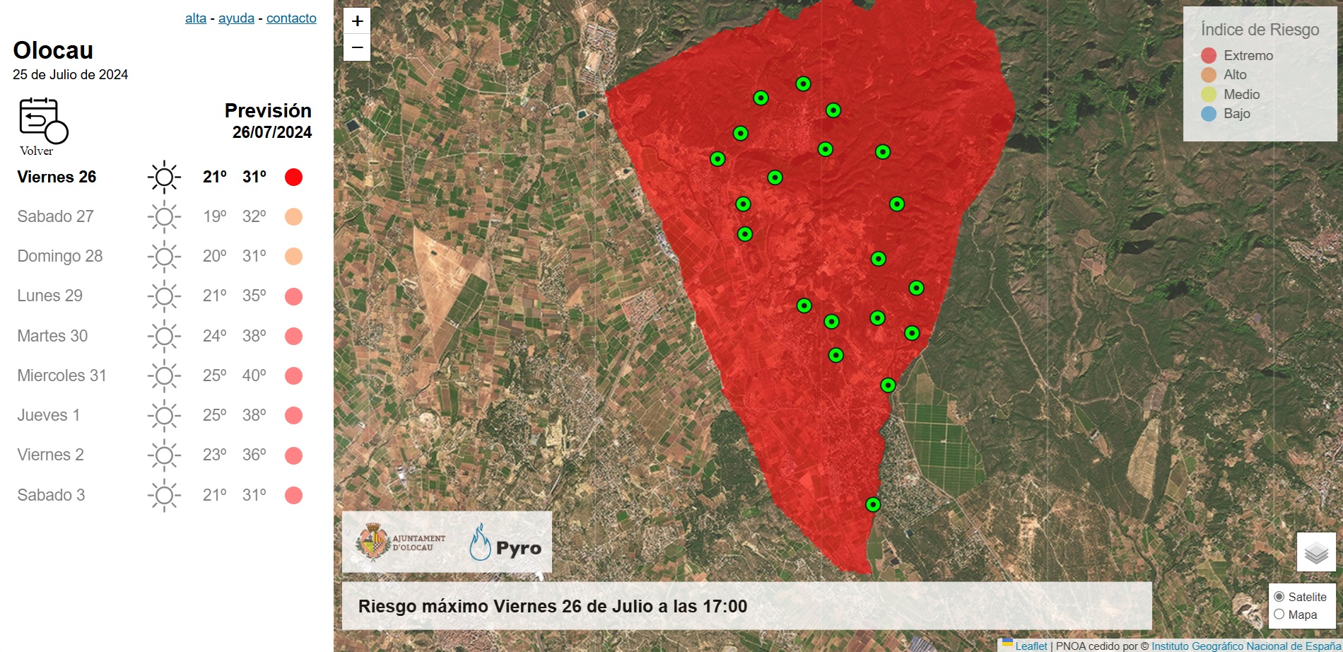 Riesgo incendios - Previsi&oacute;n