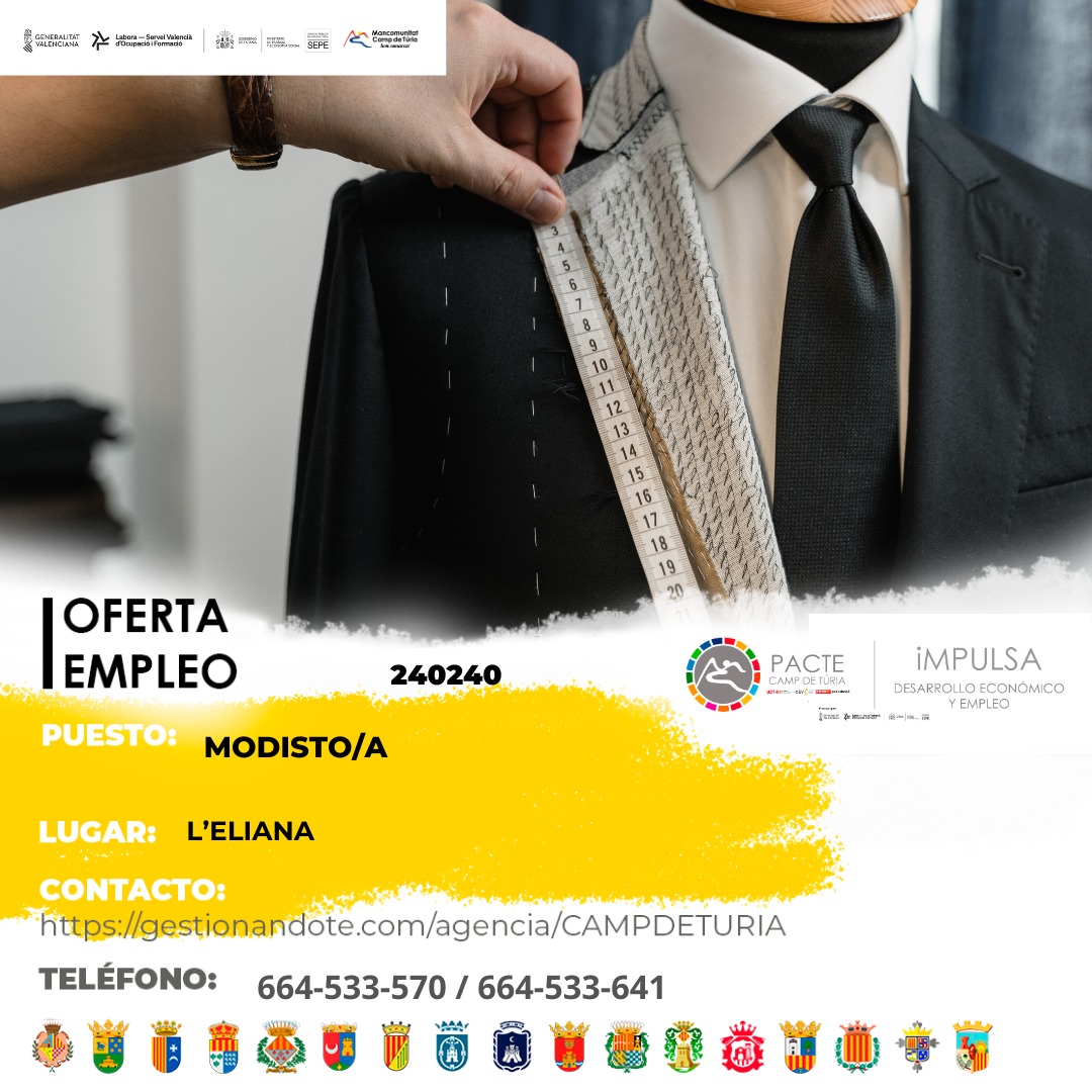 Oferta de empleo - Modisto-a en l'Eliana