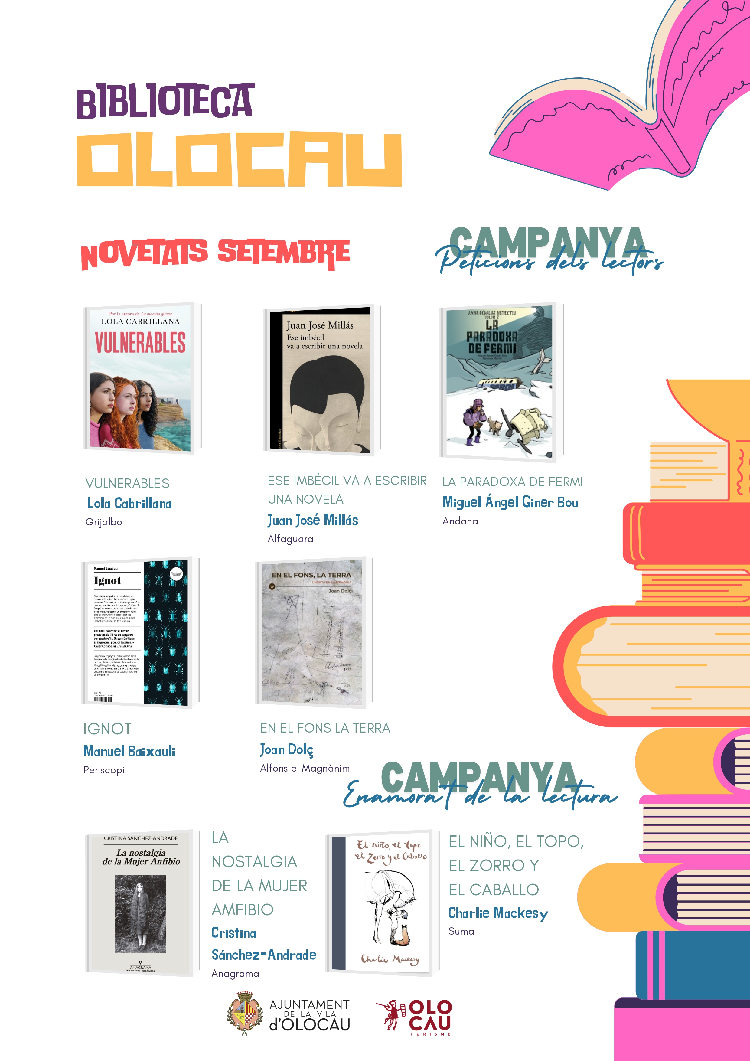 Cartel novedades septiembre 2025 Biblioteca Municipal Olocau