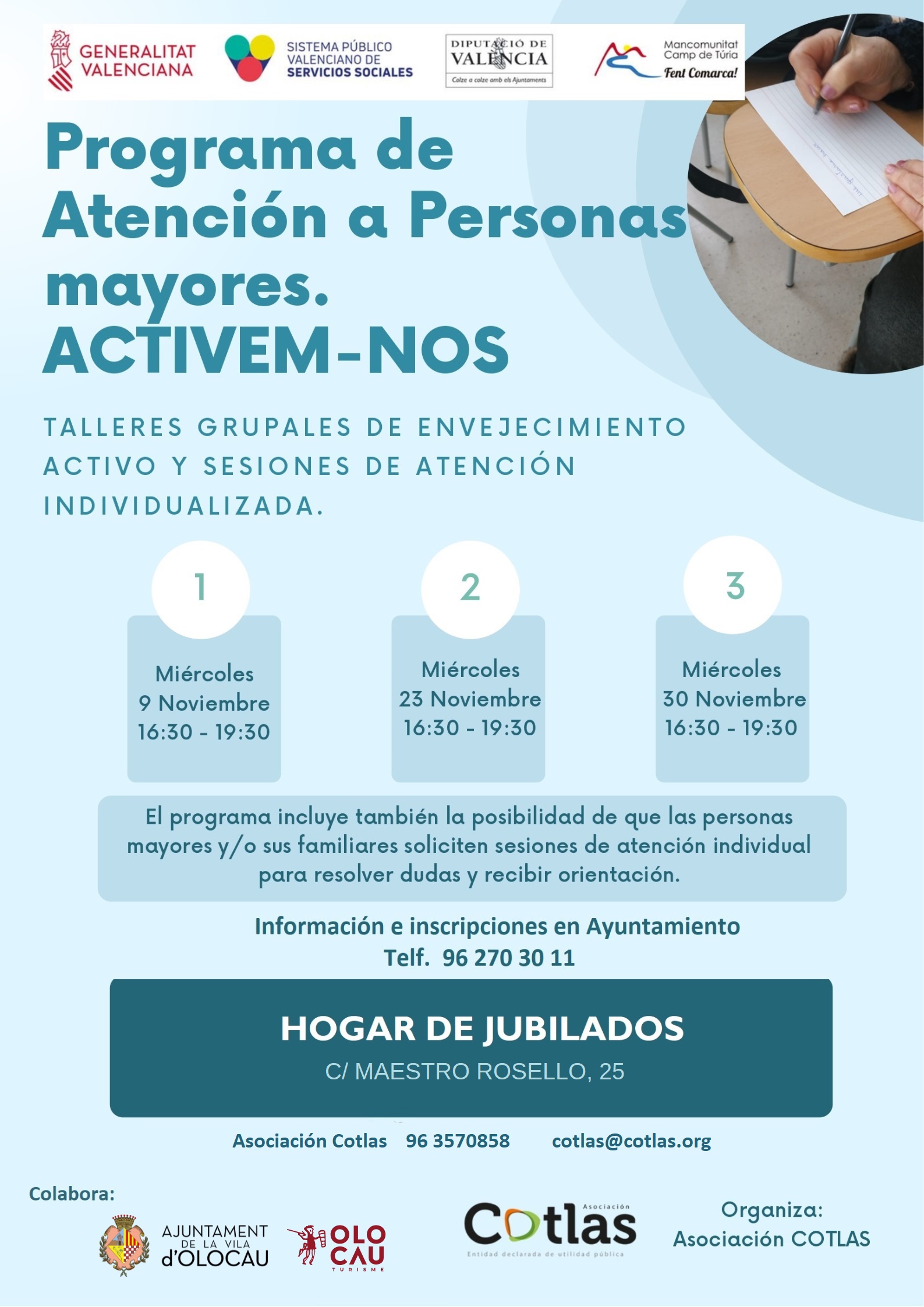 Cartel Talleres grupales de envejecimiento activo en Olocau