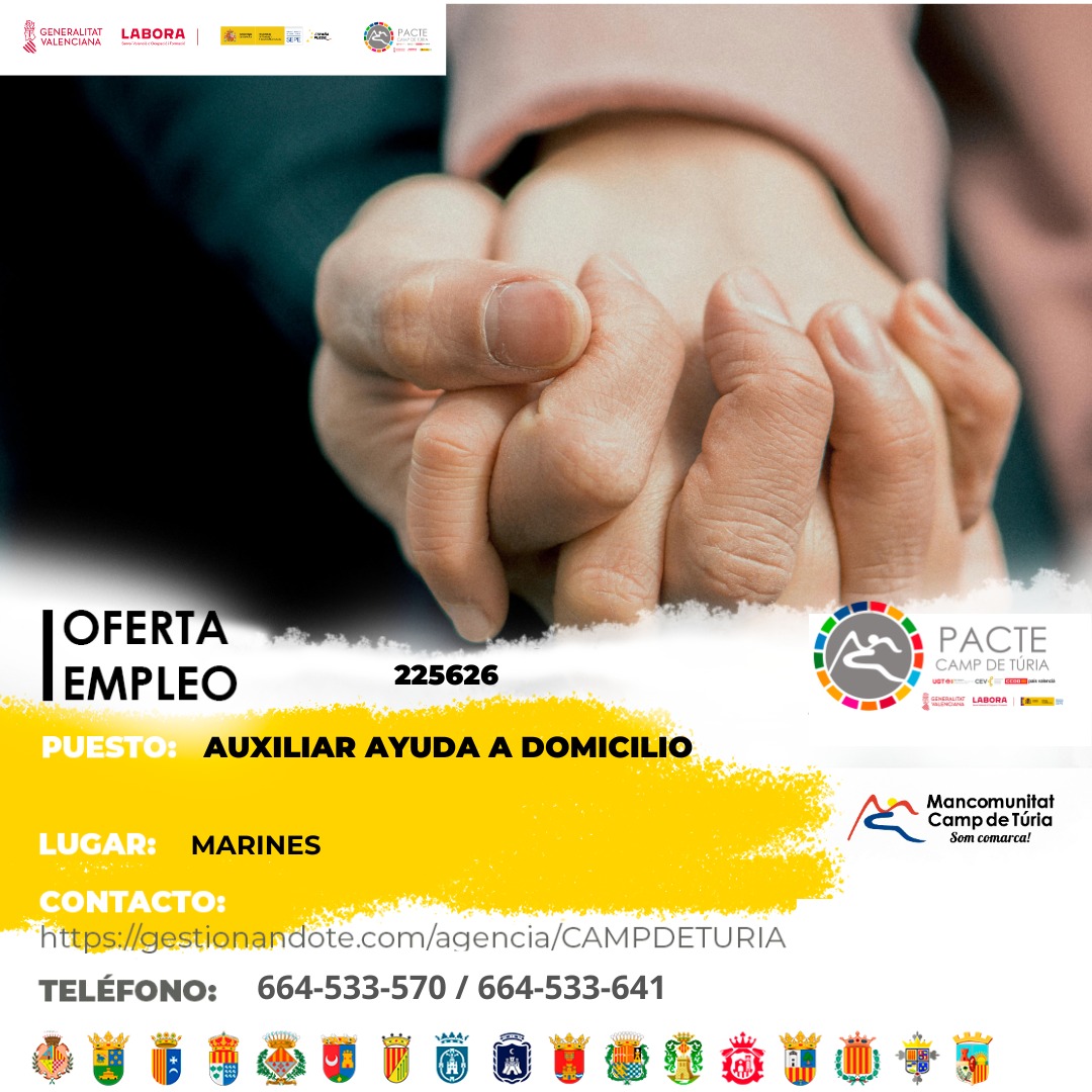 Oferta de empleo - Auxiliar ayuda a domicilio en Marines