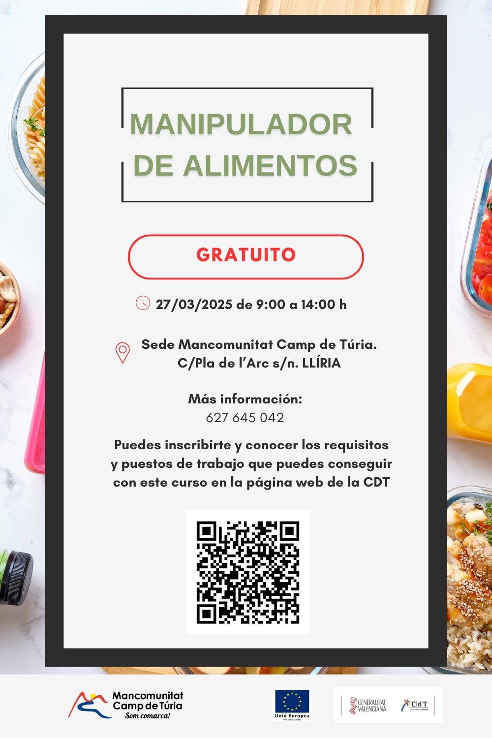 Cartel curso manipulador alimentos