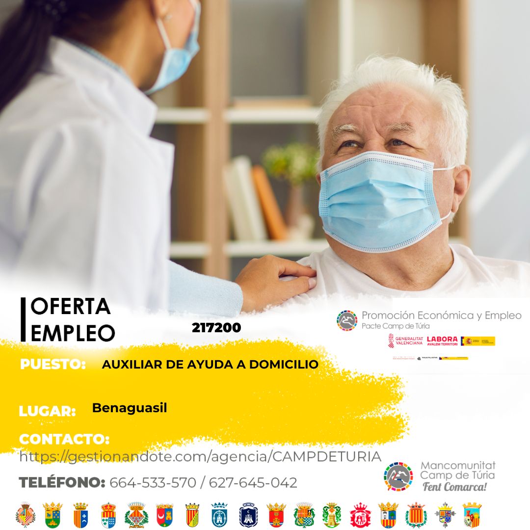 Oferta de empleo - Auxiliar de ayuda a domicilio en Benaguasil