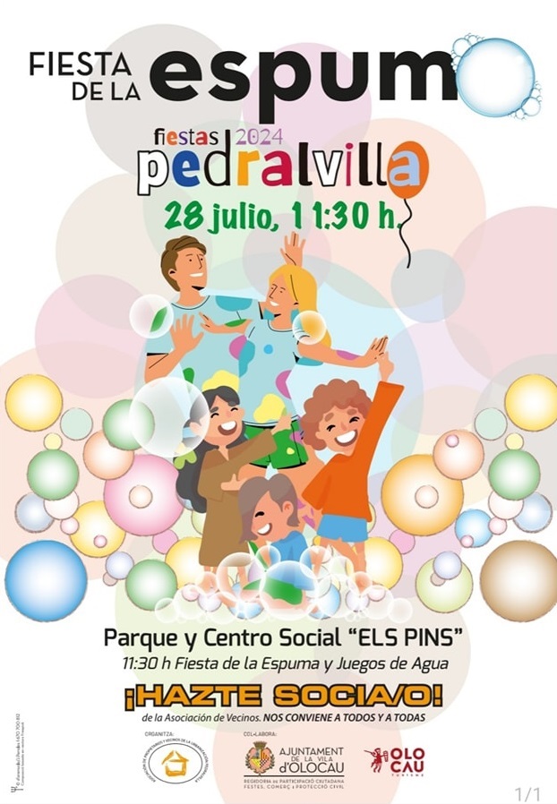 Cartel - Fiesta de la Espuma y Juegos de Agua - Fiestas de Verano Pedralvilla Olocau