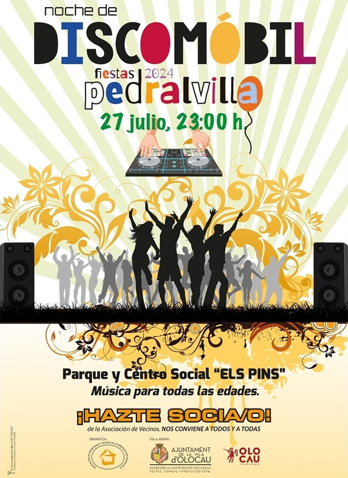 Cartel - Discom&oacute;vil - Fiestas de Verano Pedralvilla Olocau