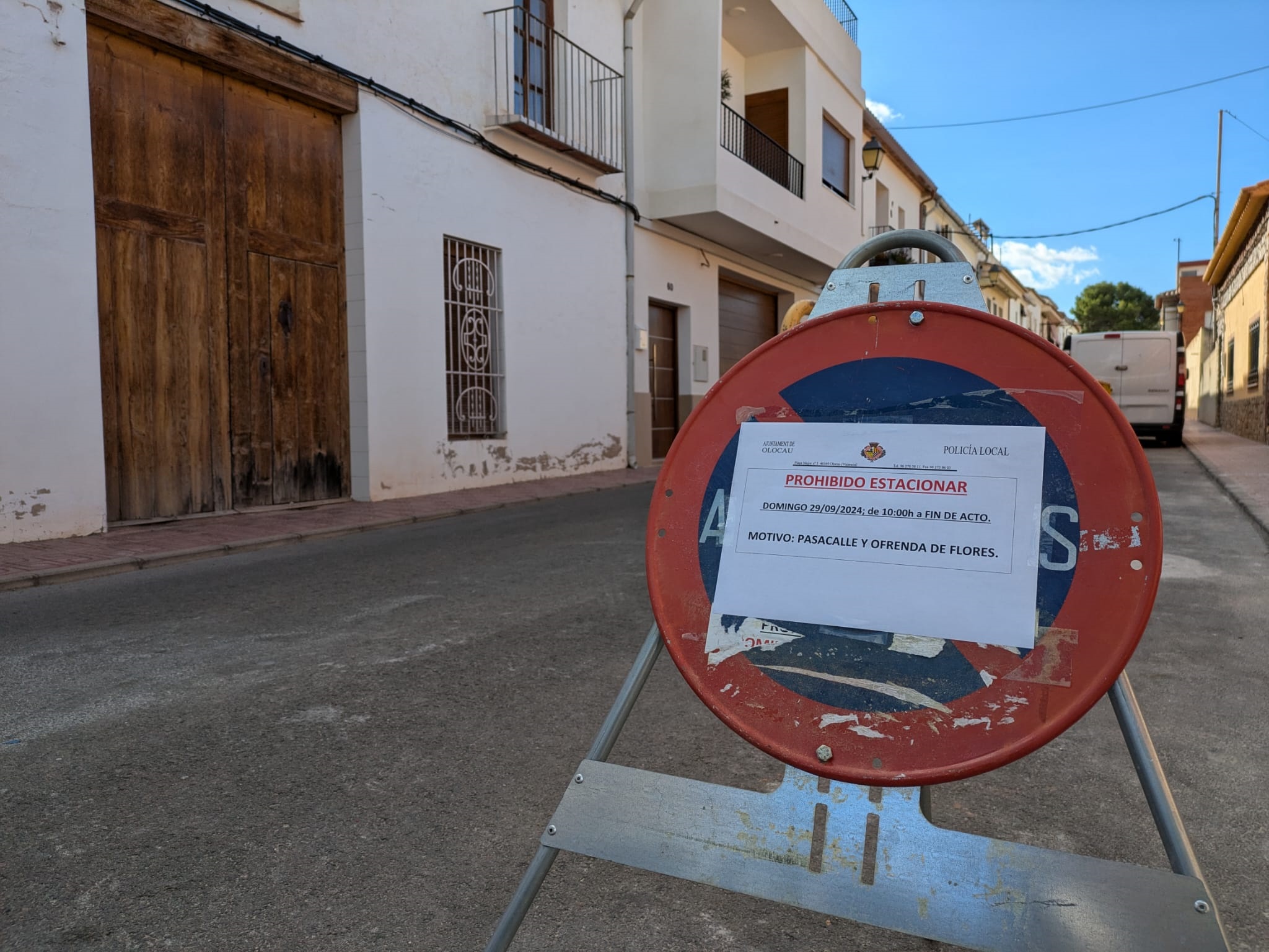 Prohibiciones estacionar Pasacalle y Ofrenda Virgen del Rosario Olocau
