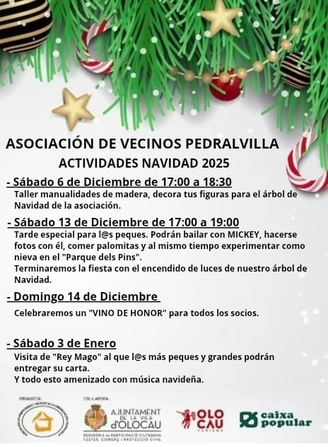 Activitats de Nadal de Pedralvilla Olocau 2025