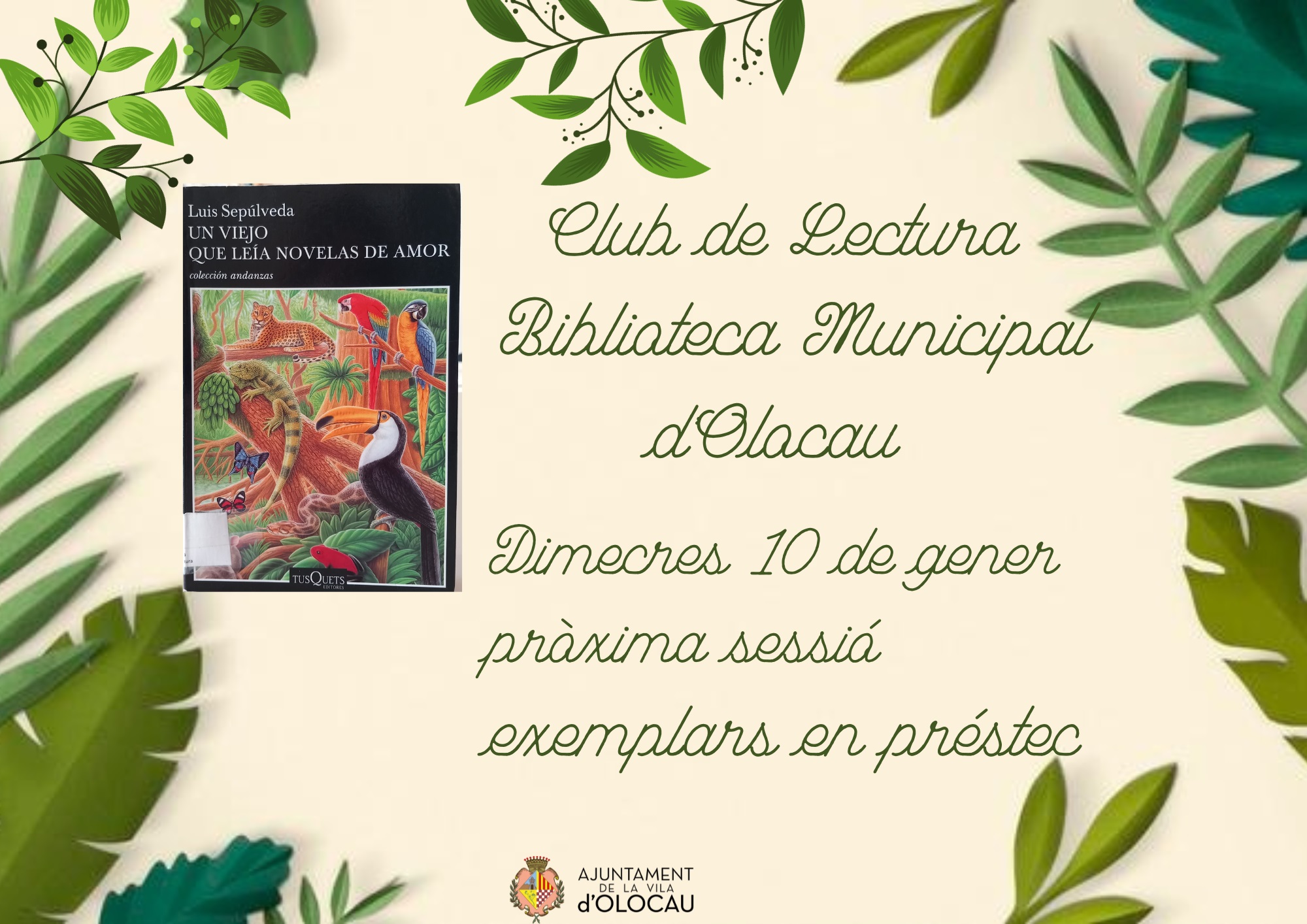 Cartel Club de Lectura Olocau enero 2024