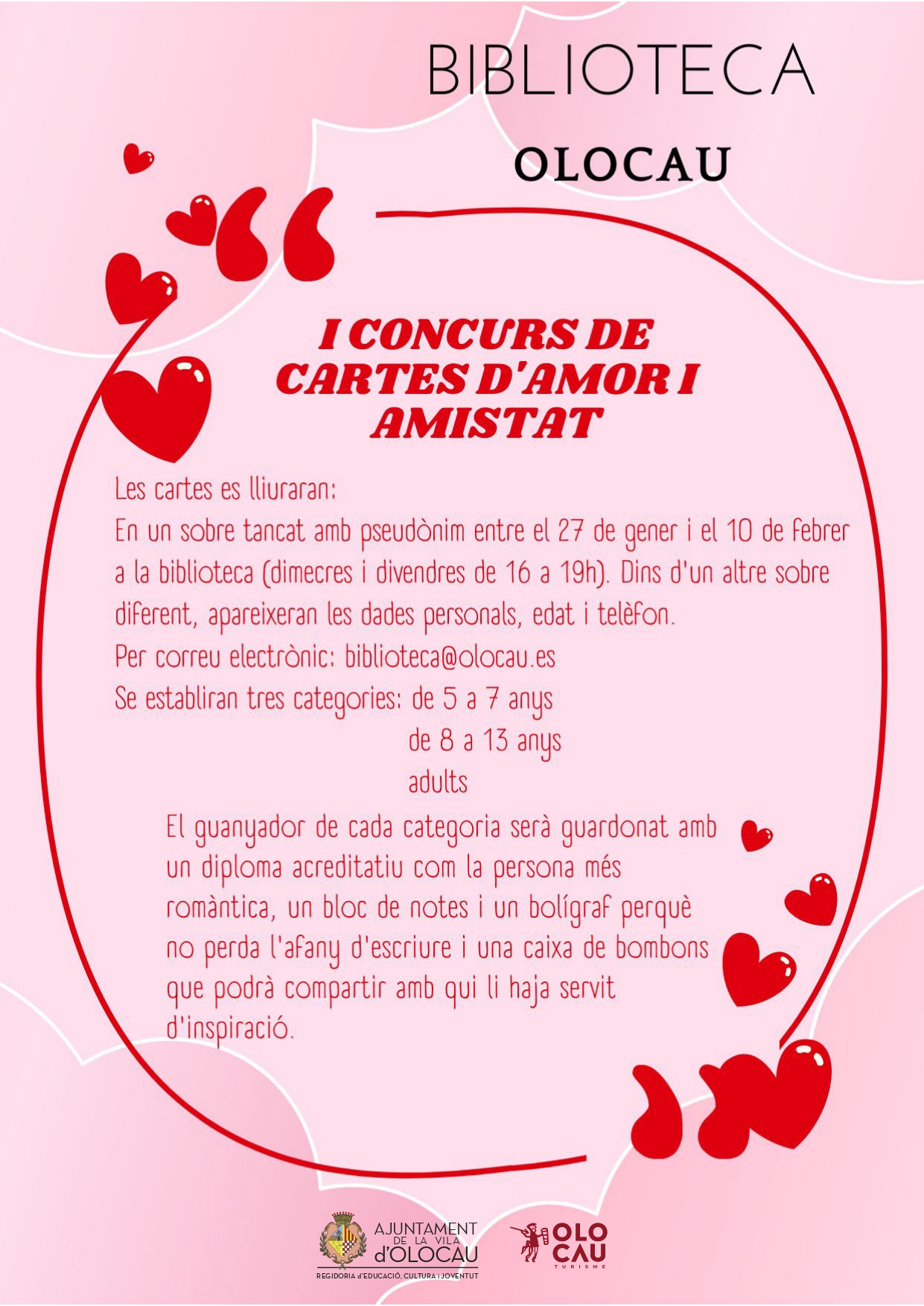 Cartel Concurso cartas Biblioteca Olocau