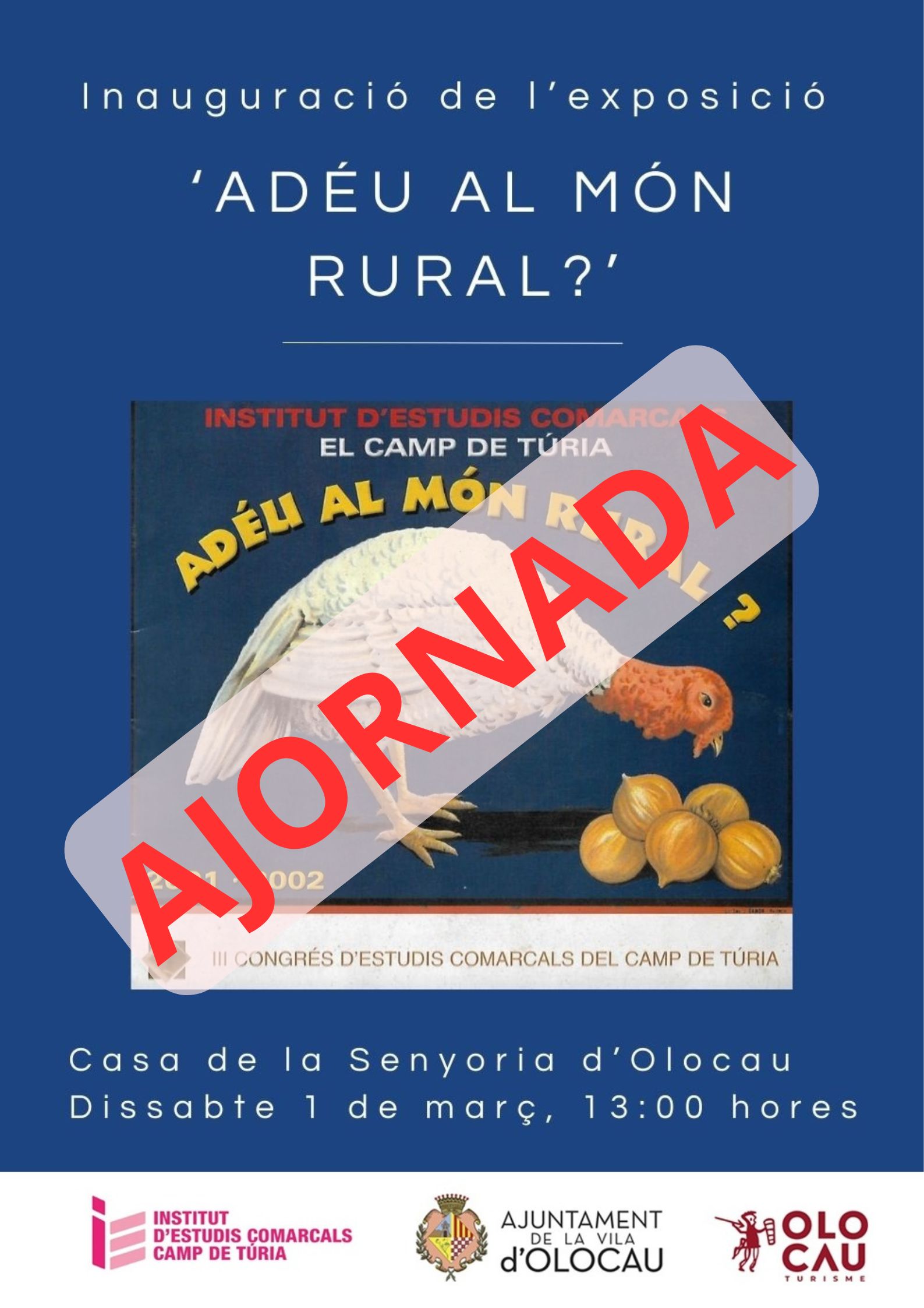 Cartel aplazamiento inauguraci&oacute;n exposici&oacute;n Olocau