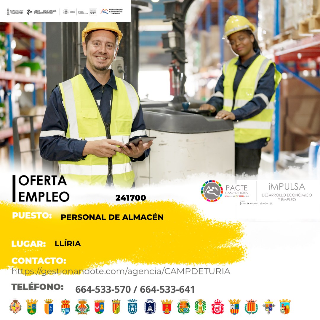 Oferta de empleo - Personal de almac&eacute;n en Ll&iacute;ria