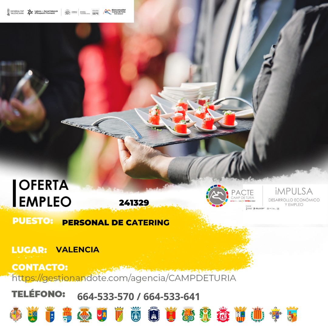Oferta de empleo - Personal de catering en Valencia
