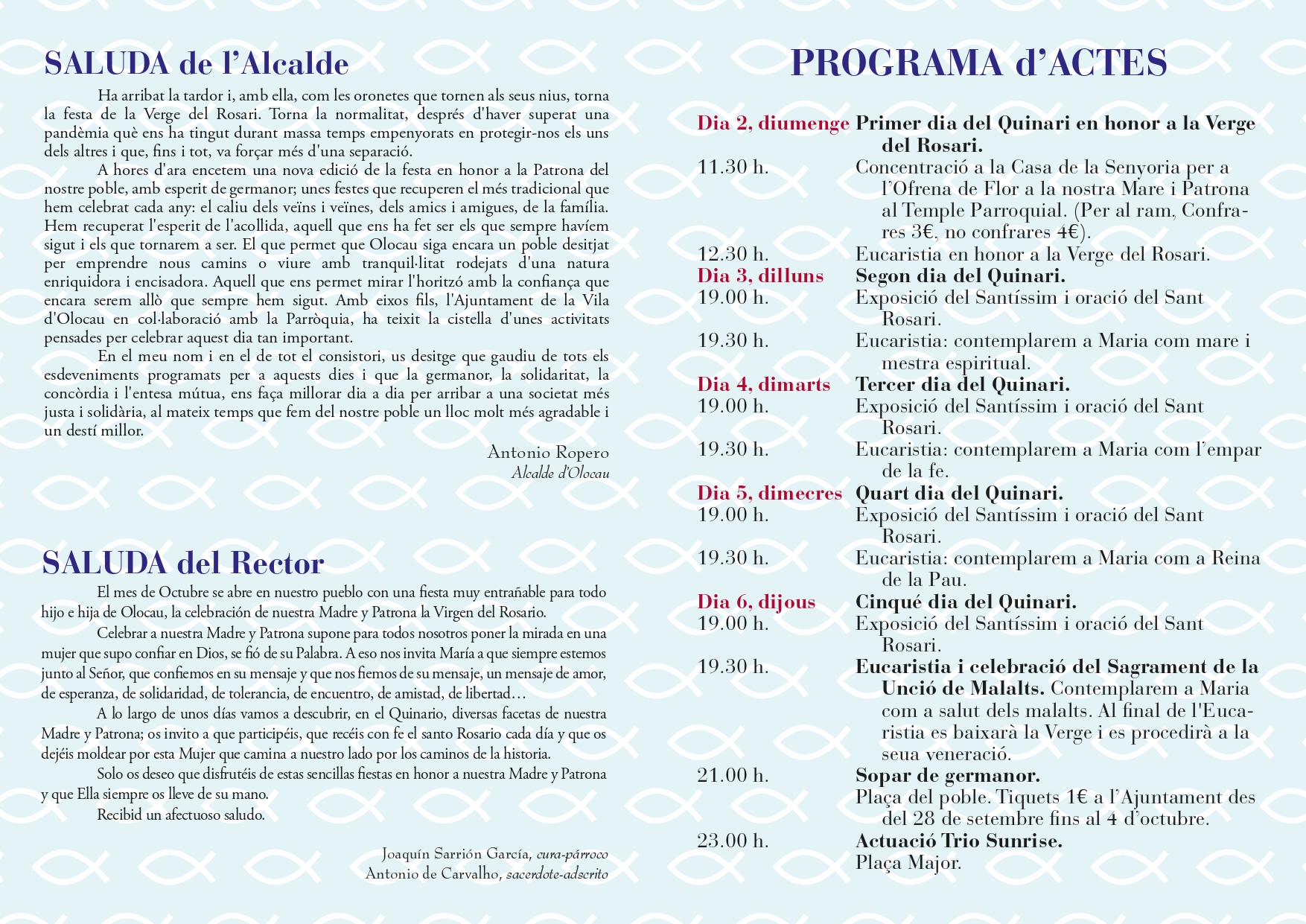 Programa Fiestas Virgen del Rosario 2022 Olocau - 2