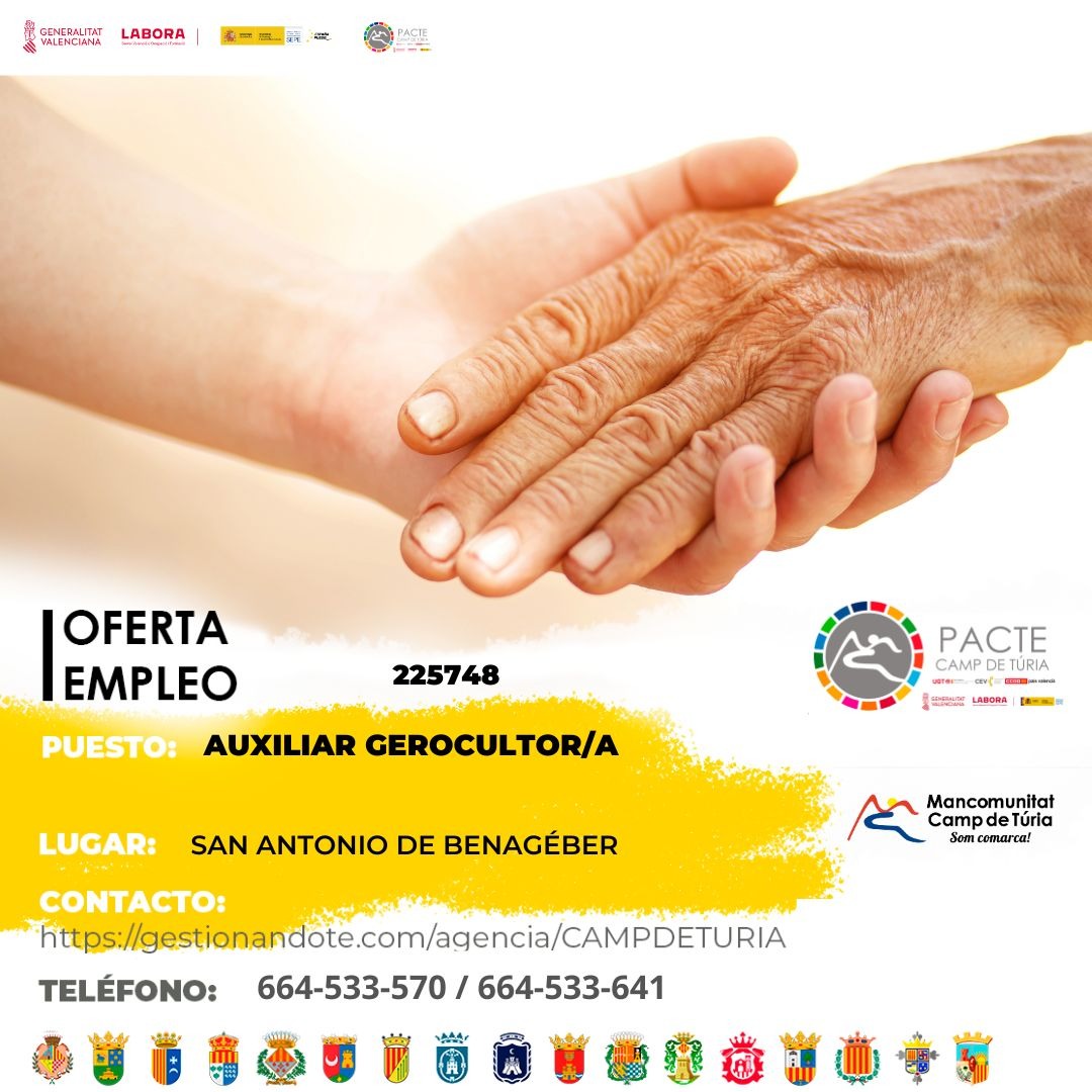 Oferta de empleo - Auxiliar gerocultor-a en San Antonio de Benag&eacute;ber