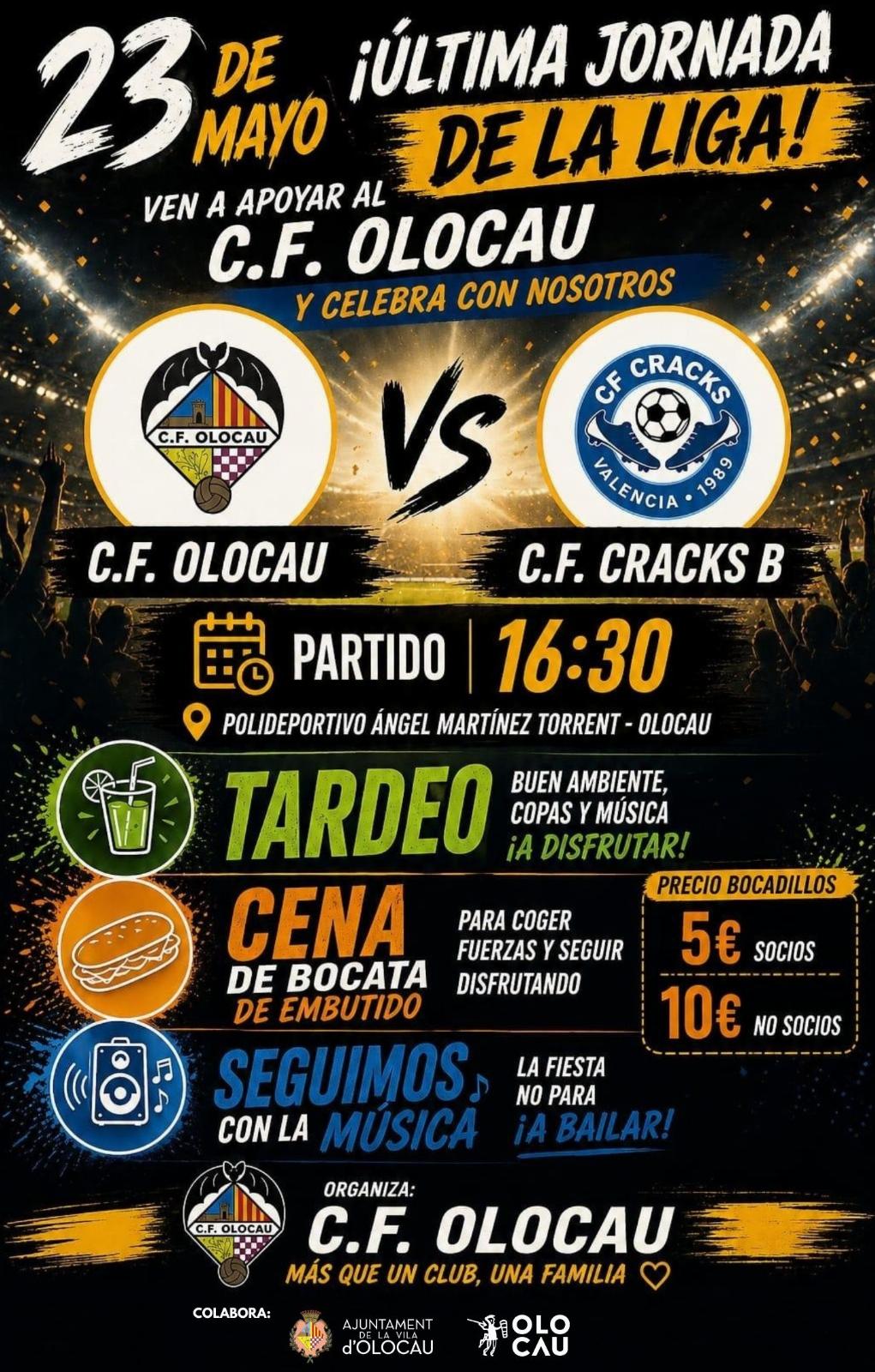 Recordatori de la celebraci&oacute; de l'&uacute;ltima jornada de lliga del C. F. Olocau (Dia del Club)