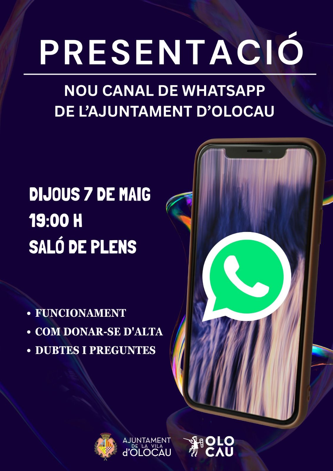 Presentaci&oacute;n del nuevo canal de WhatsApp del Ayuntamiento de Olocau