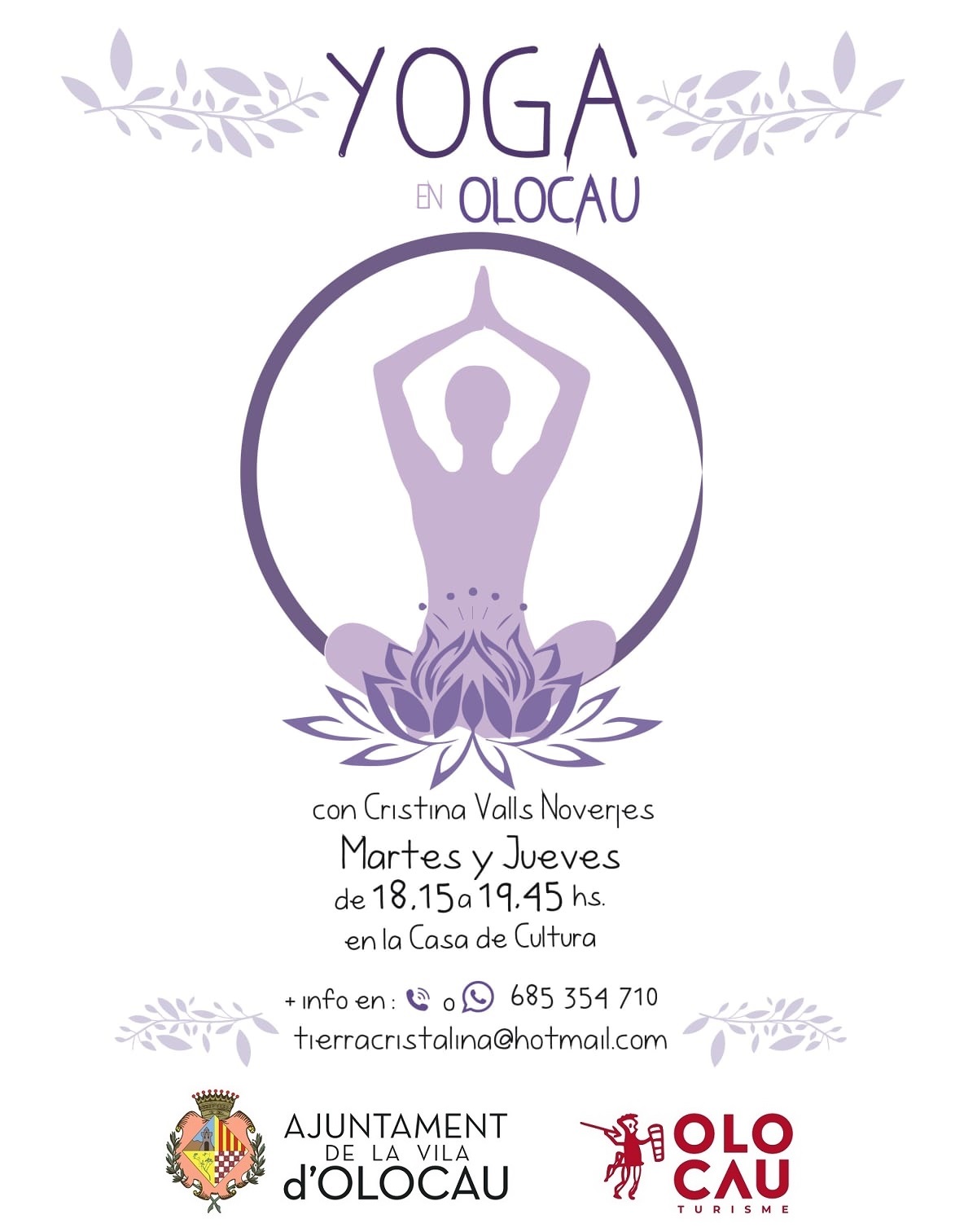 Cartel Sesiones de yoga Olocau