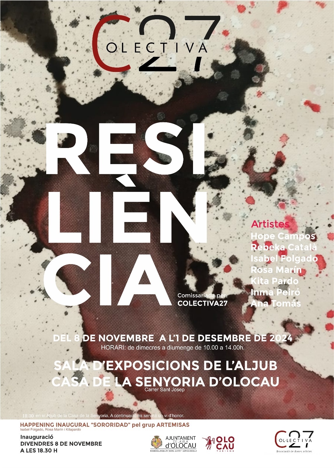 Cartel inauguraci&oacute;n exposici&oacute;n Resili&egrave;ncia y performance Sororidad Olocau