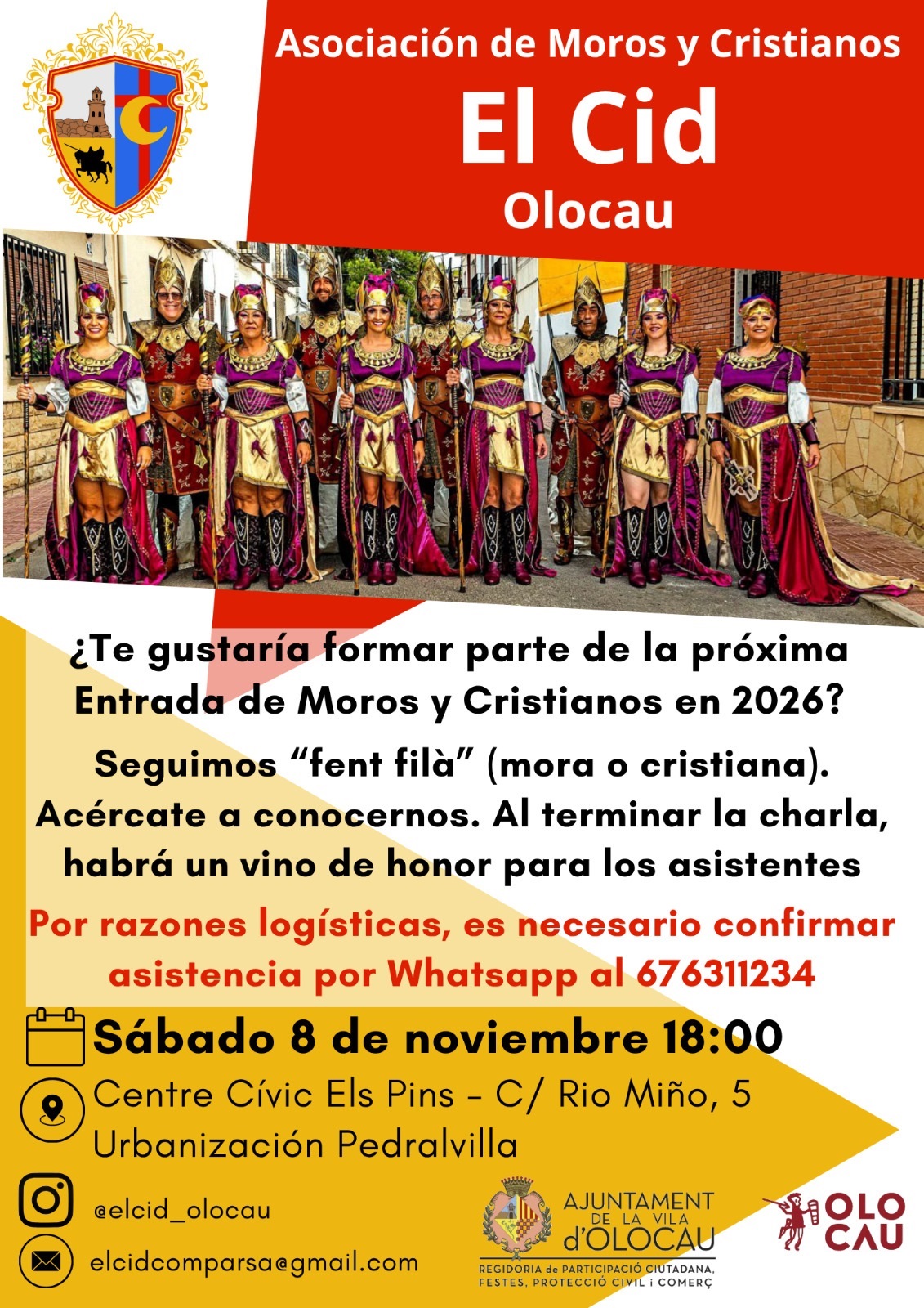Cartel charla informativa Asociación de Moros y Cristianos El Cid de Olocau