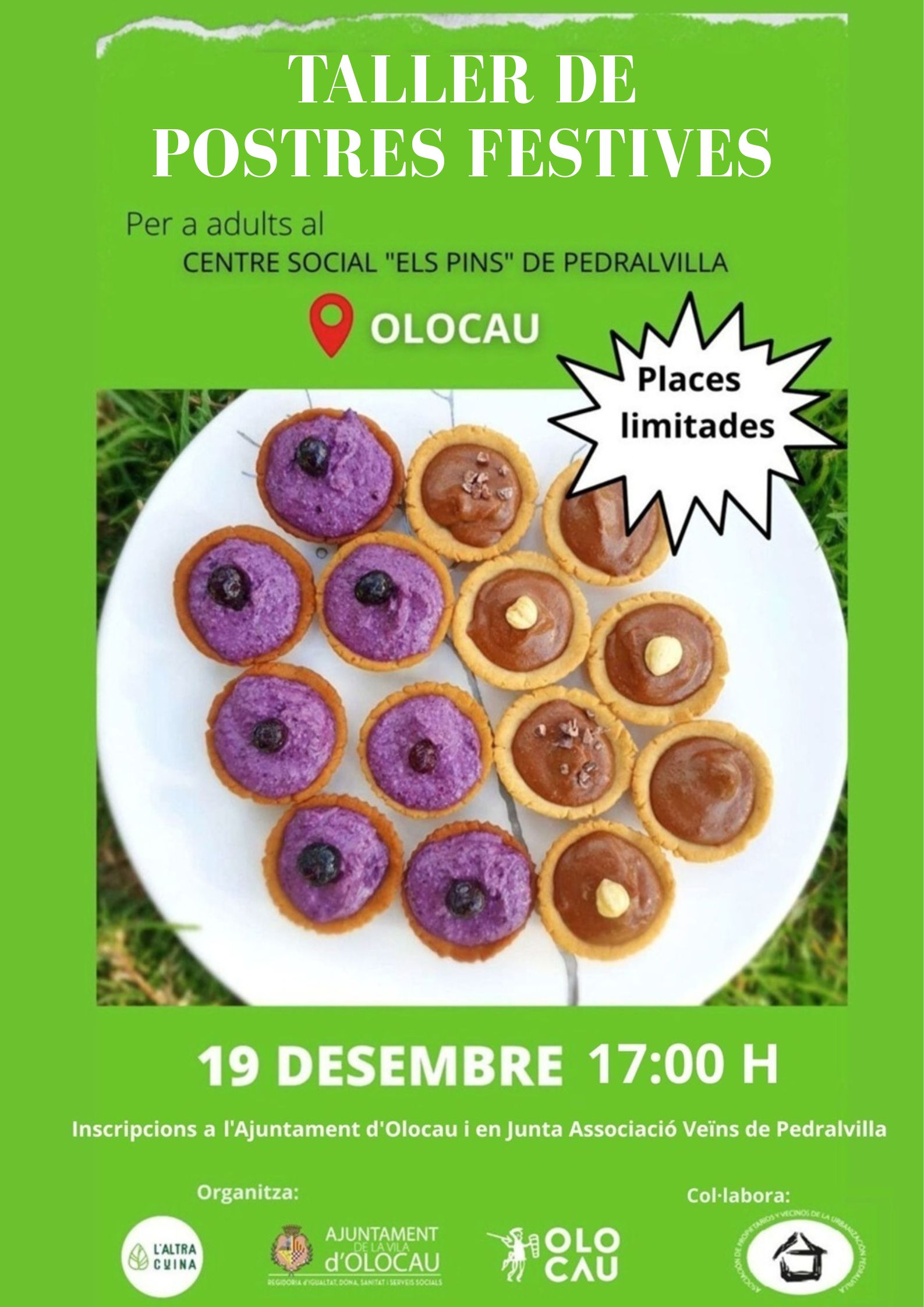 Taller de postres festivos nutritivos Centro Social Els Pins Pedralvilla Olocau