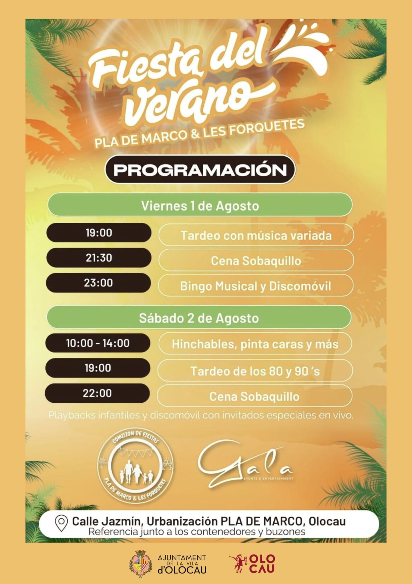 Cartel Fiesta del Verano de Pla de Marco y Les Forquetes Olocau