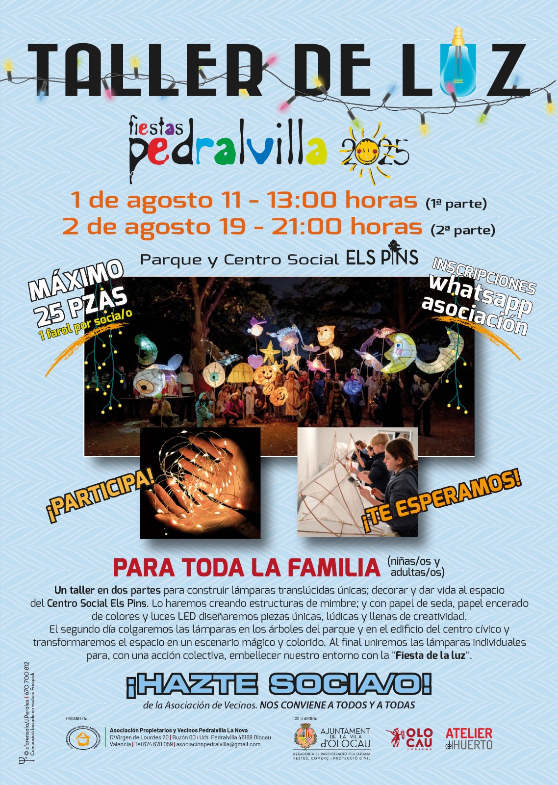 3 - Cartel taller de luz Pedralvilla Olocau