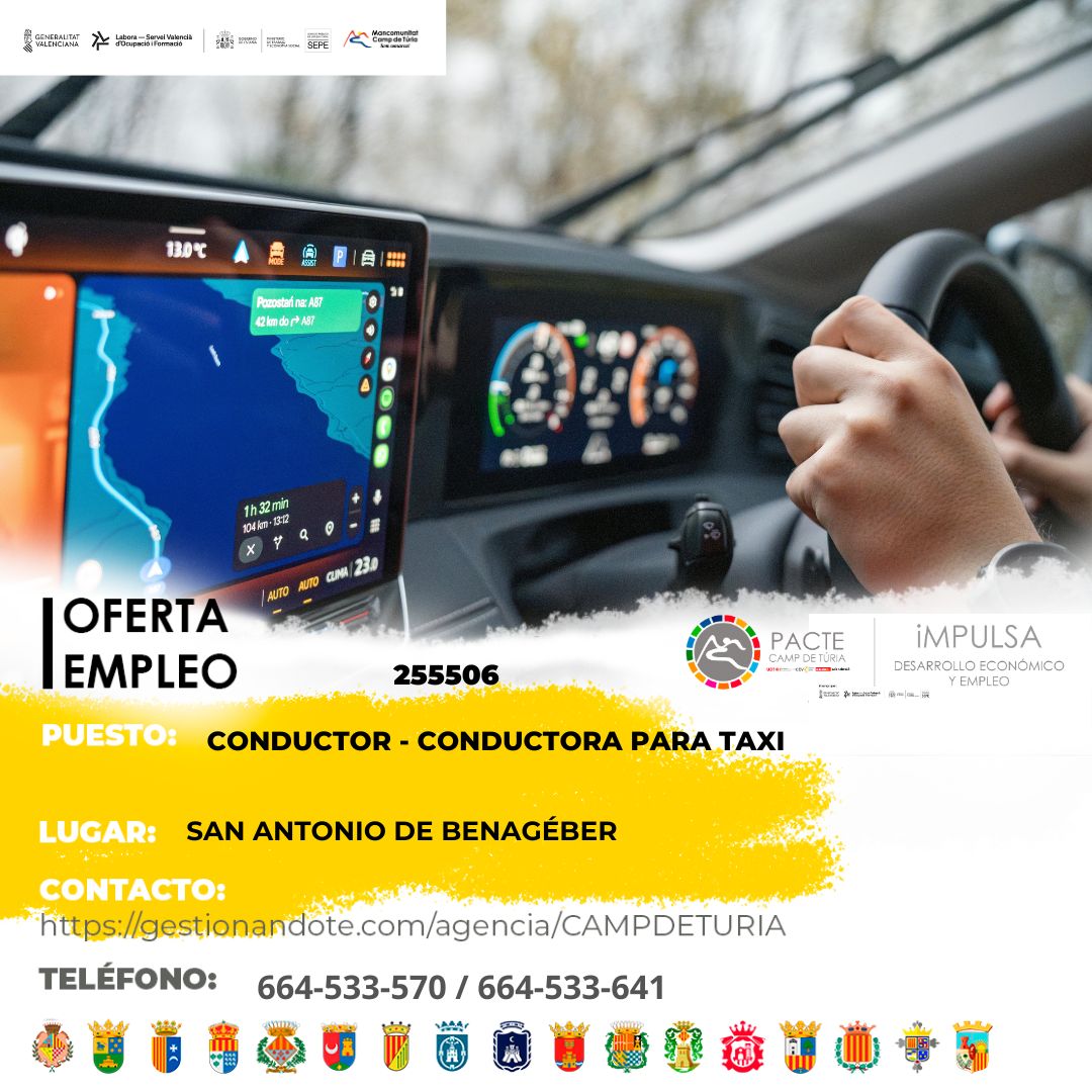 Conductor/a per a taxi a Sant Antoni de Benaixeve