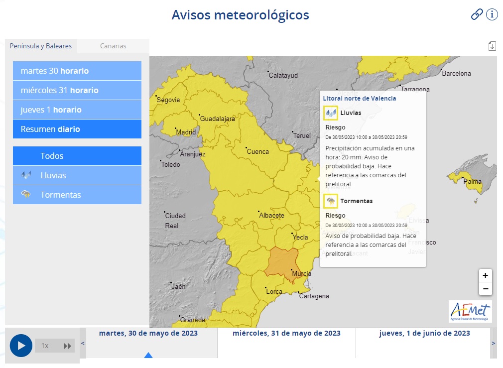 AEMET martes 30 de mayo