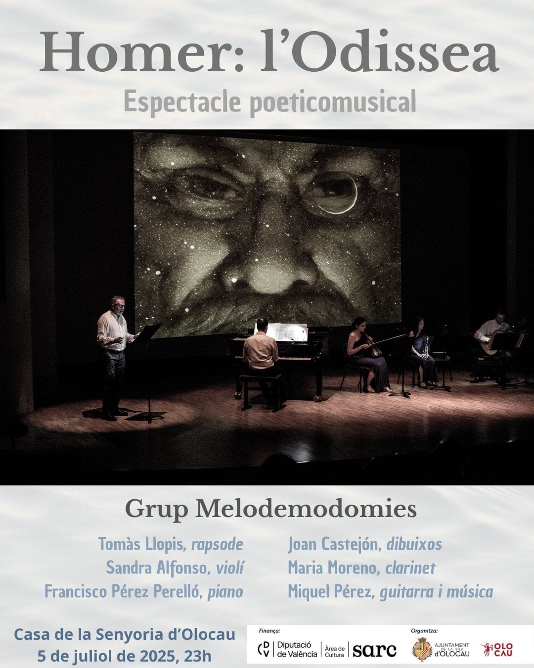 Cartel espect&aacute;culo Homer - l&rsquo;Odissea&rsquo; Melodemodomies (XXV Ciclo de Conciertos de Julio) Olocau