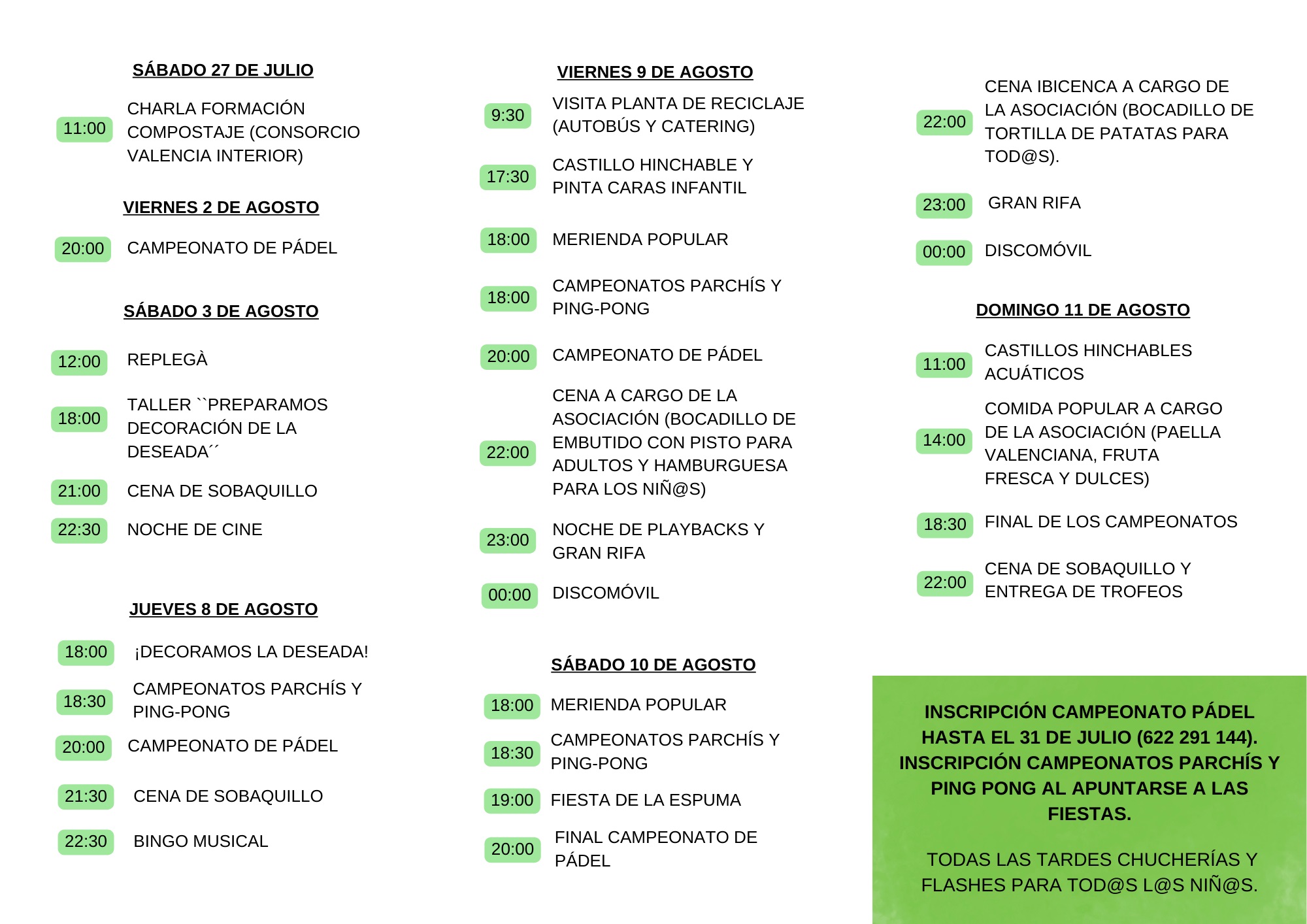 Programa Fiestas La Lloma Olocau - 2